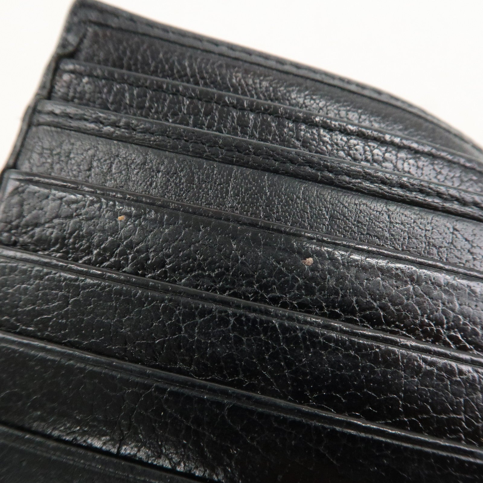 SAINT LAURENT Studs Leather Bi-fold Compact Wallet Black Used