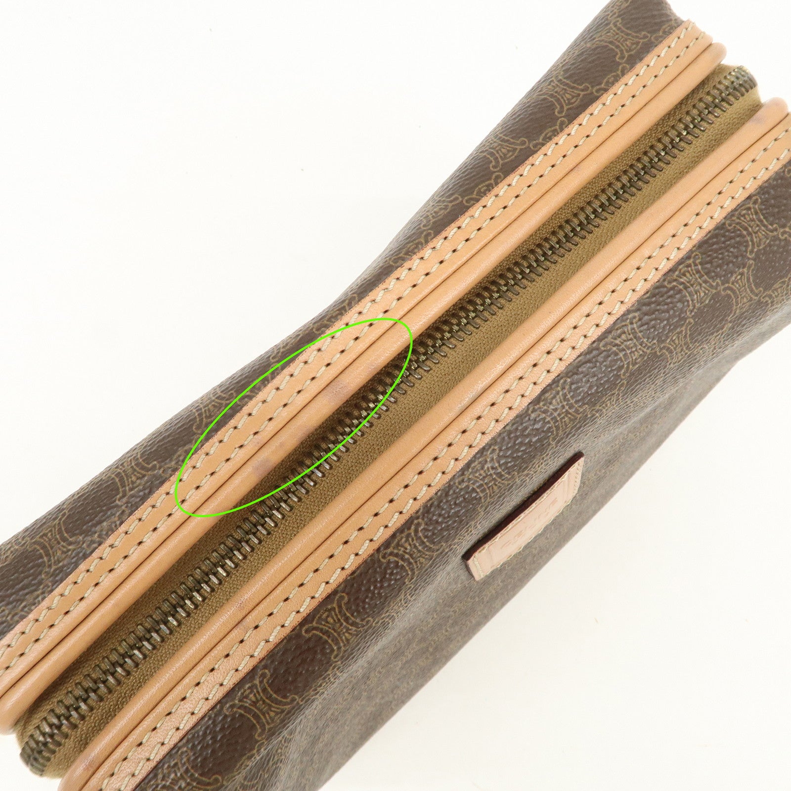 CELINE Macadam PVC Leather Pouch Cosmetic Pouch Brown