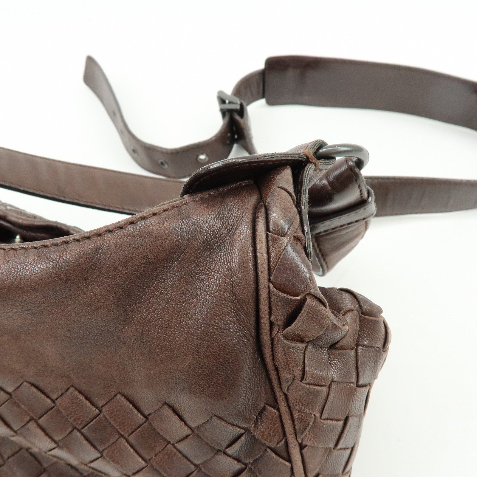 BOTTEGA VENETA Intrecciato Leather Shoulder Crossbody Bag Brown