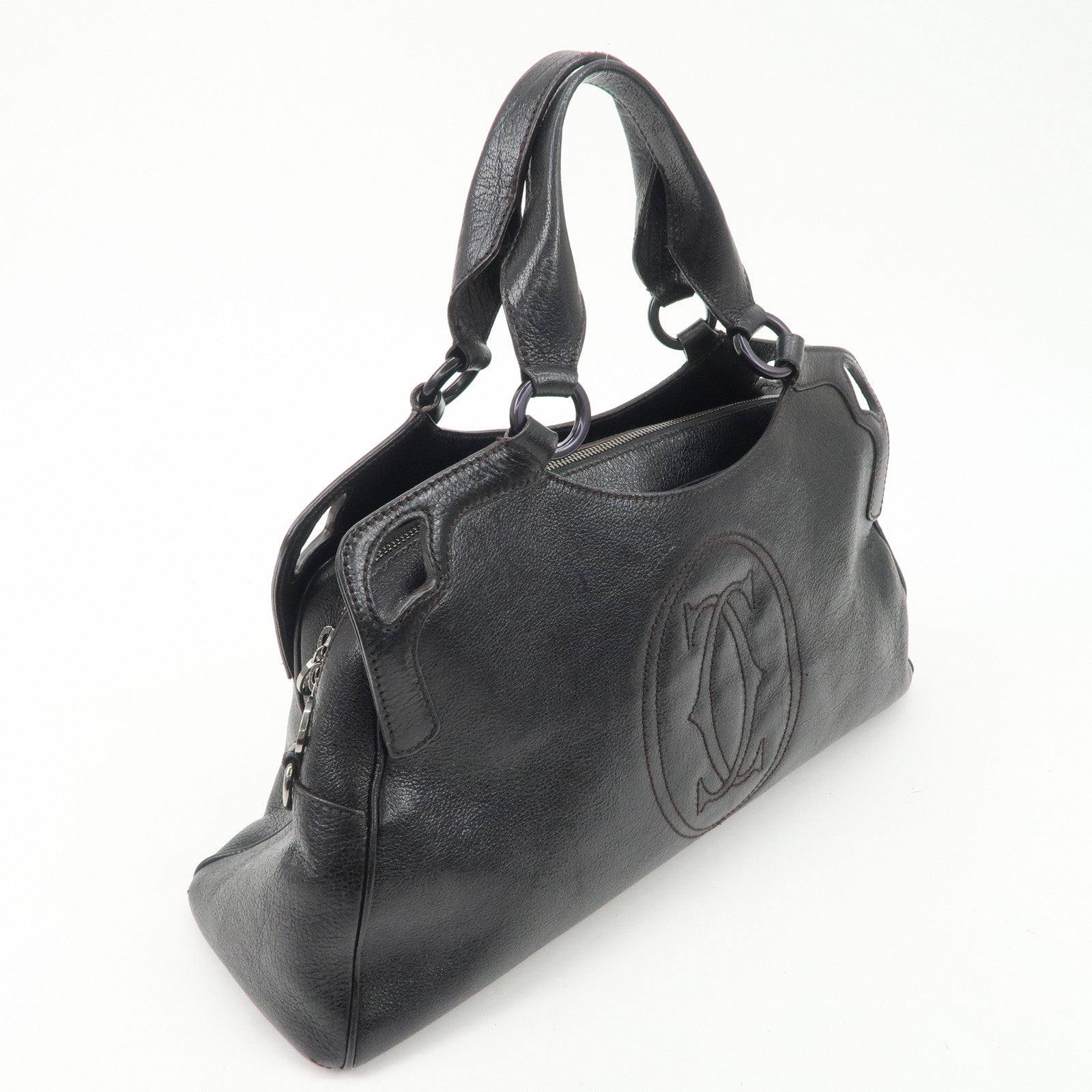 Cartier Must Line Calf Leather Marcello 2WAY Tote Bag Black