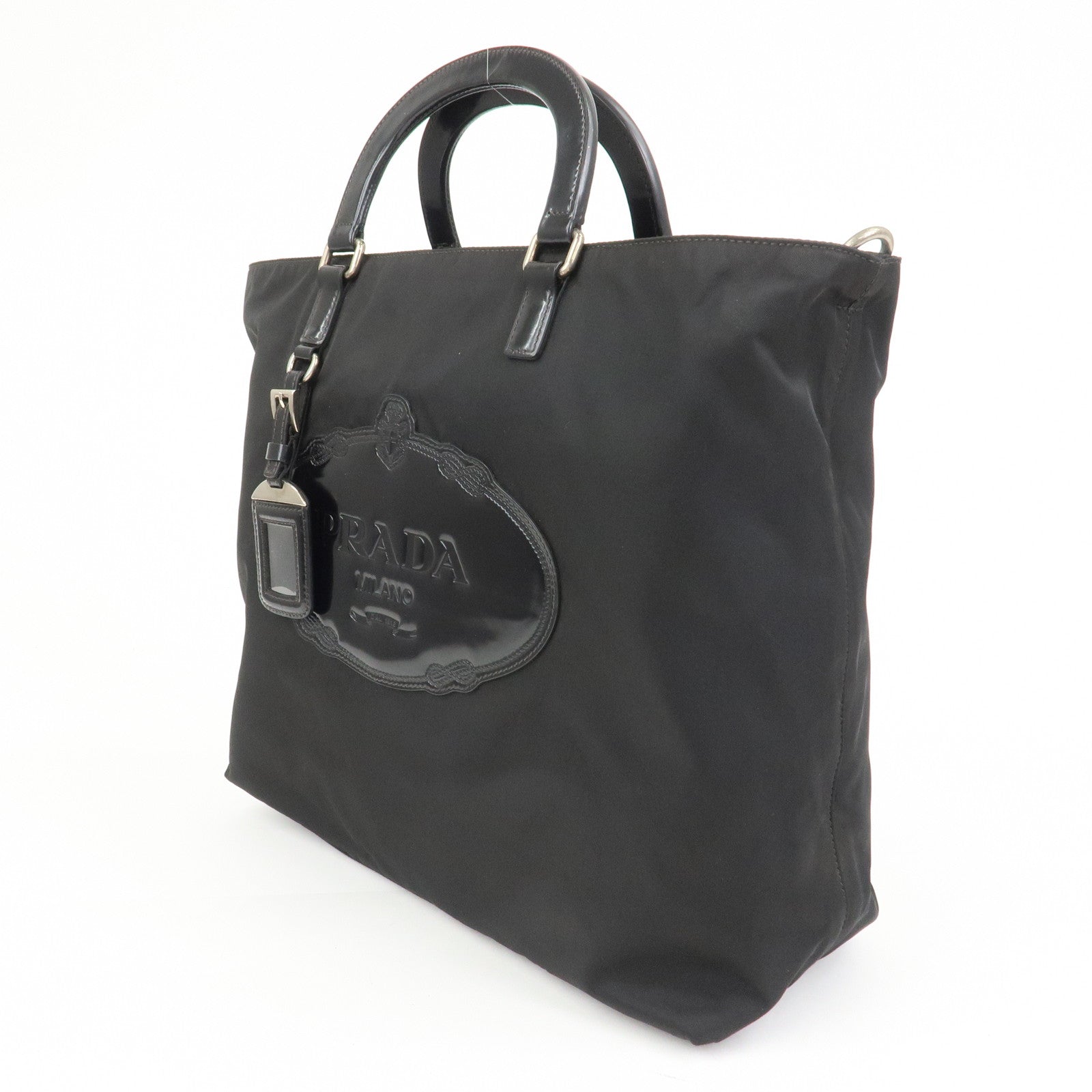 PRADA Nylon Patent Leather 2Way Bag Shoulder Bag Black BN1106
