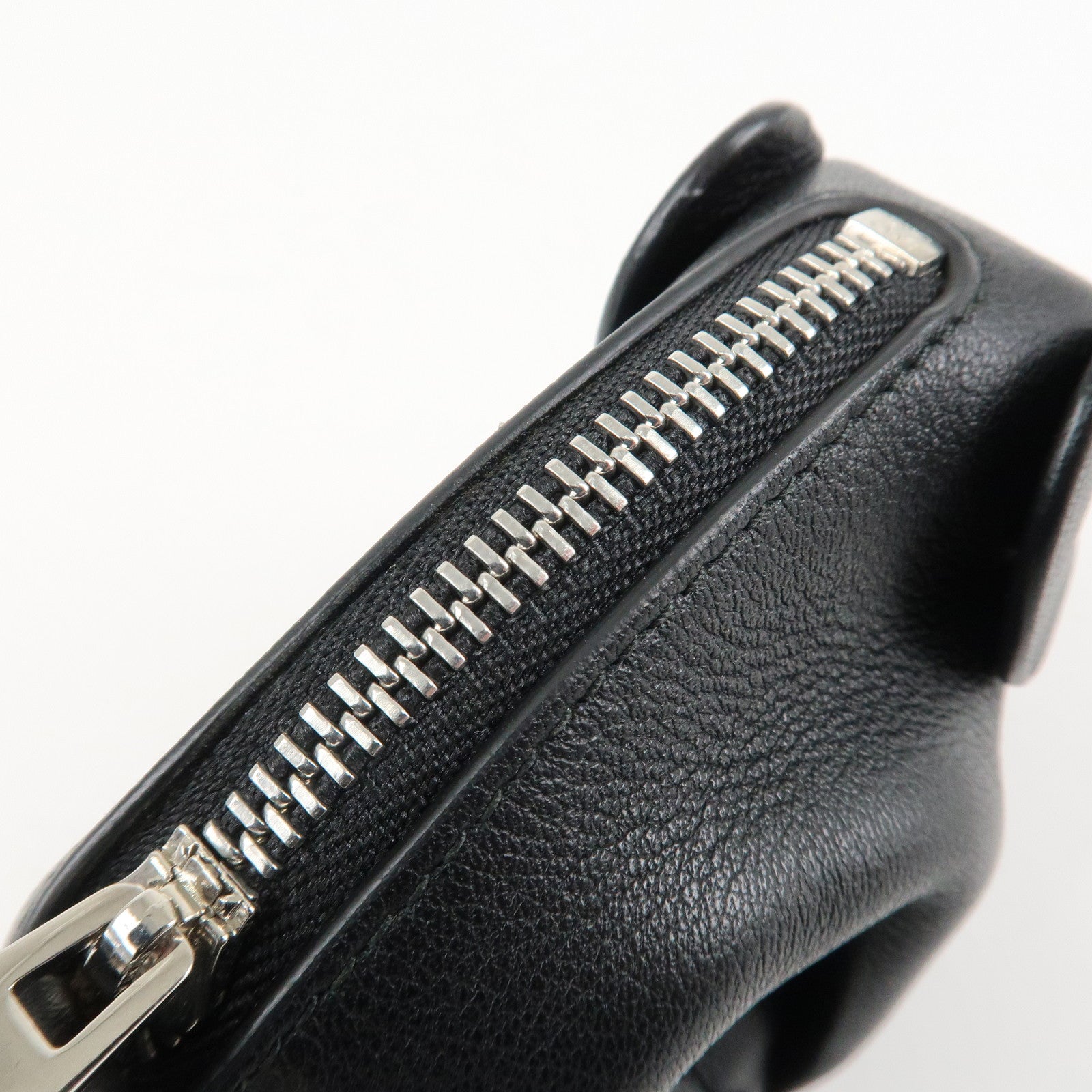 LOEWE Calf Skin Animal Coin Case Elephant Charm Black Used