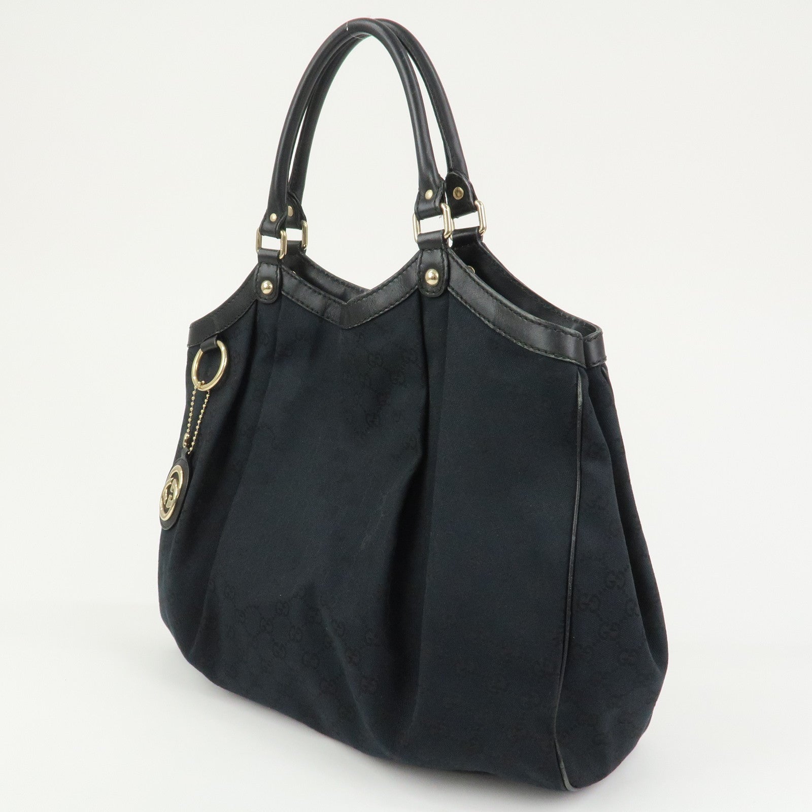 GUCCI Sukey Interlocking G GG Canvas Leather Shoulder Bag 211943