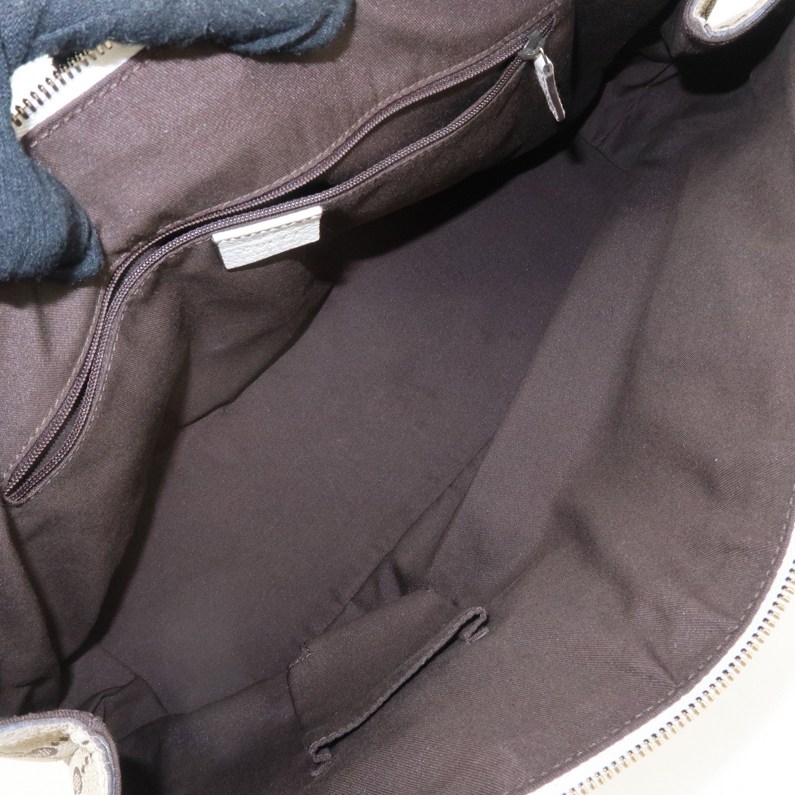 GUCCI Princy Sherry GG Canvas Leather Tote Bag Beige Ivory 177052 Used