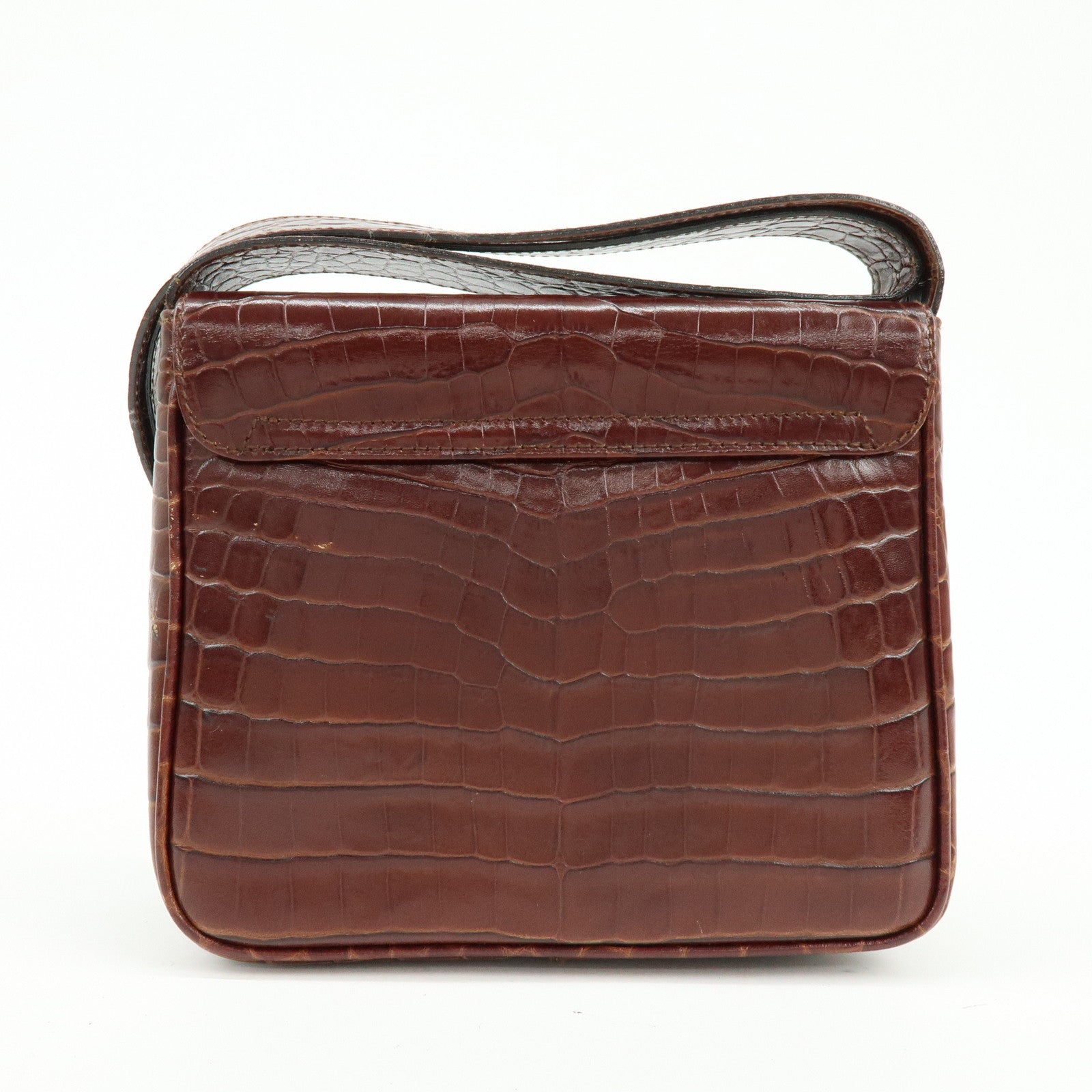 Ferragamo Gancini Embossed Leather Shoulder Bag Crossbody Bag Brown