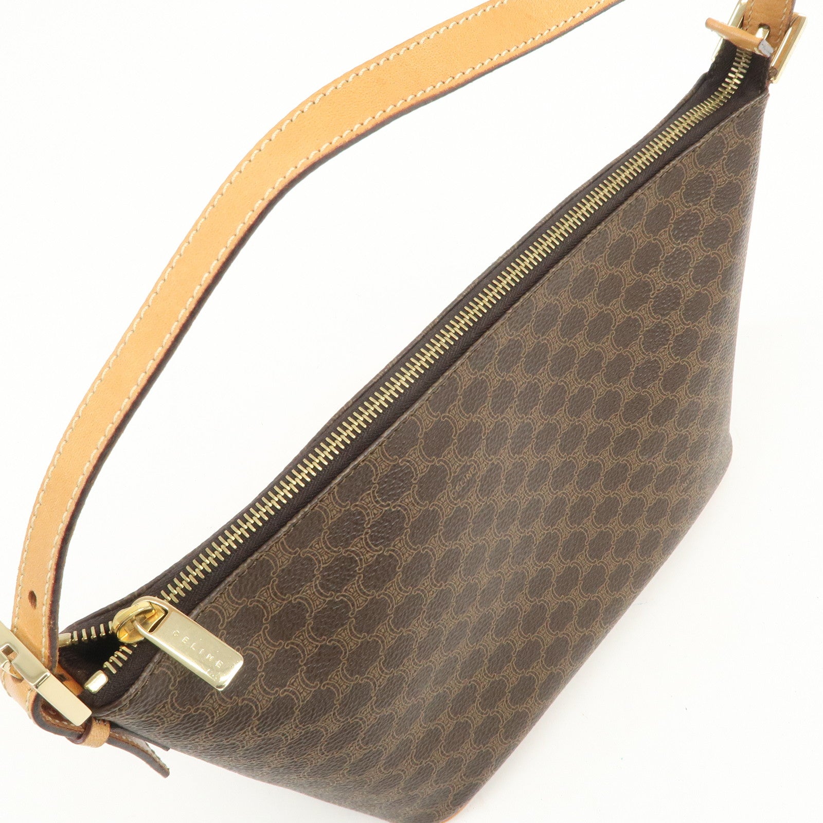 CELINE Macadam PVC Leather Shoulder Bag Brown