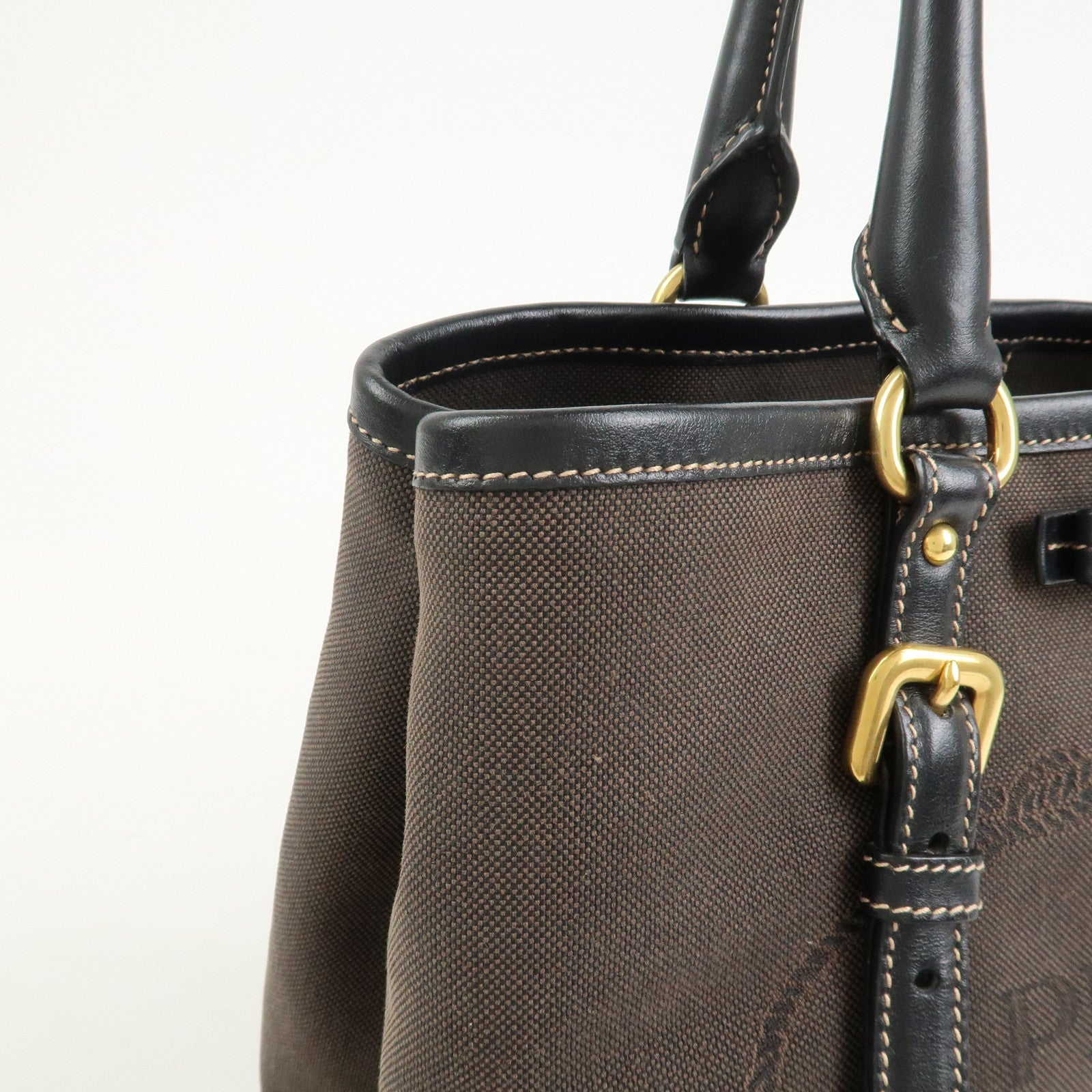 PRADA Jacquard Leather 2Way Bag Tote Bag Hand Bag Brown BN1841