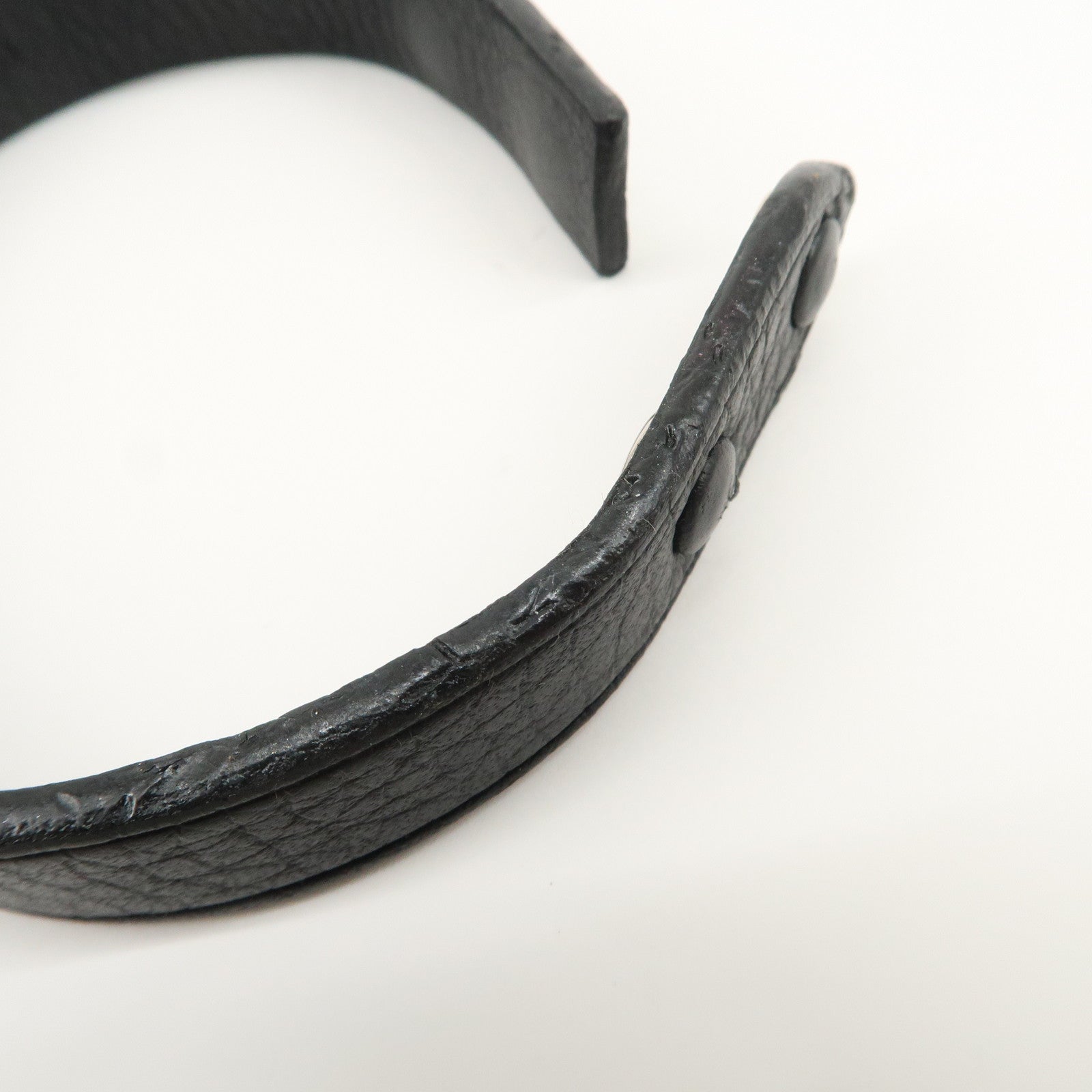 Louis Vuitton Leather Metal Bracelet Pression Black M6512