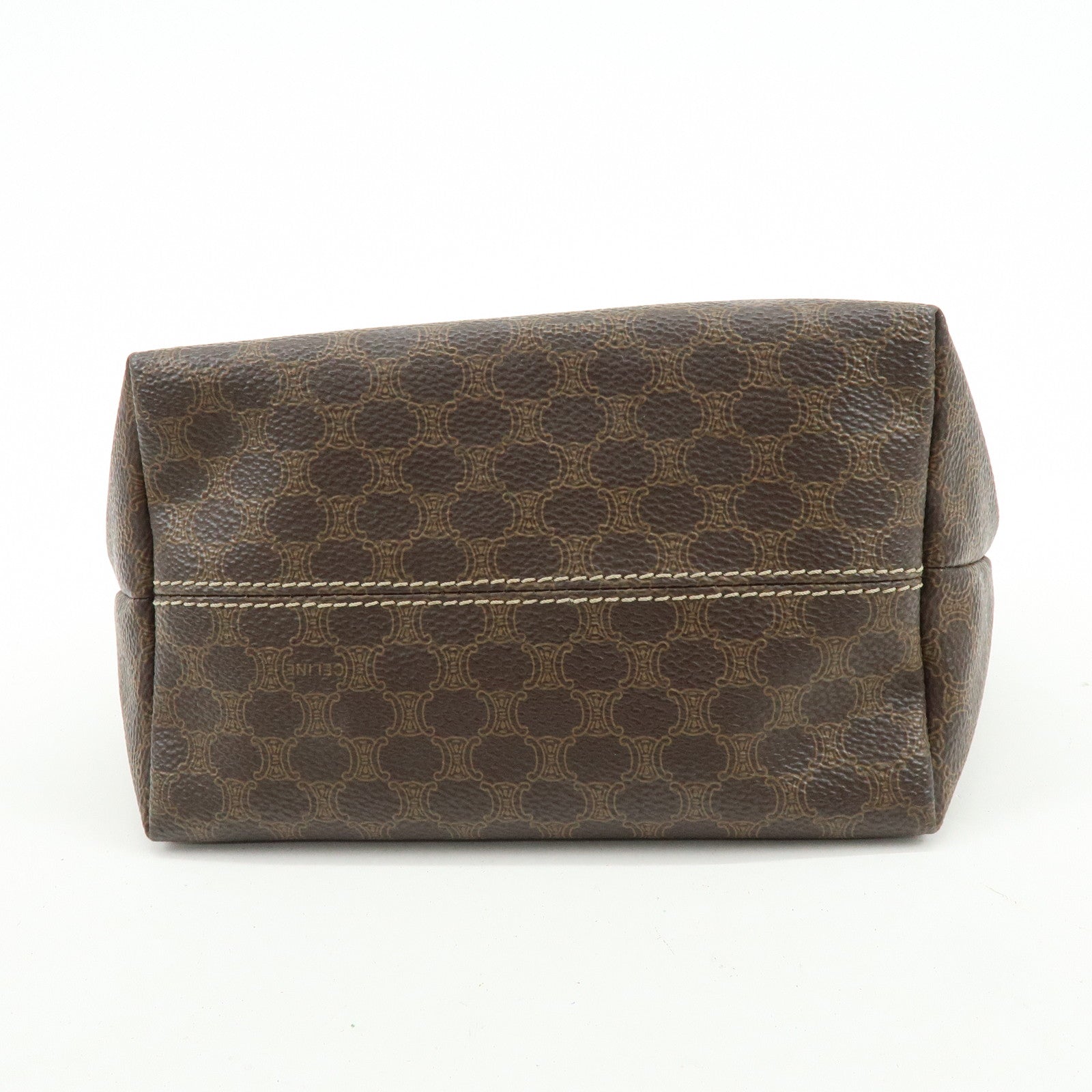 CELINE Macadam PVC Leather Hand Bag Brown