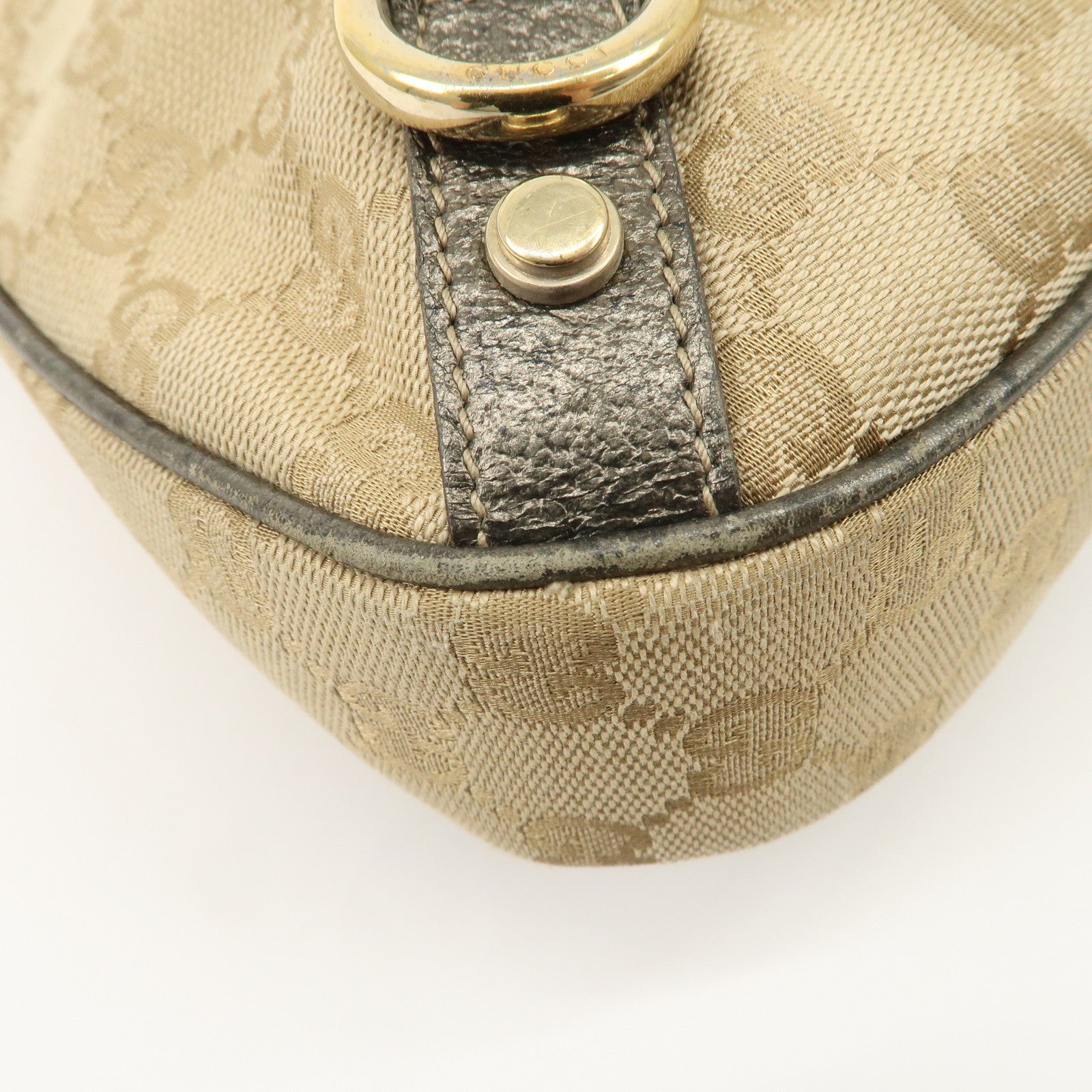 GUCCI Abbey GG Canvas Leather Shoulder Bag Beige Bronze 130738 Used