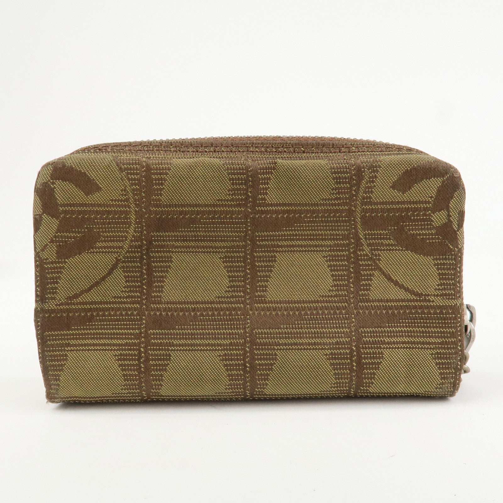 CHANEL New Travel Line Nylon Jacquard Cosmetic Pouch Khaki