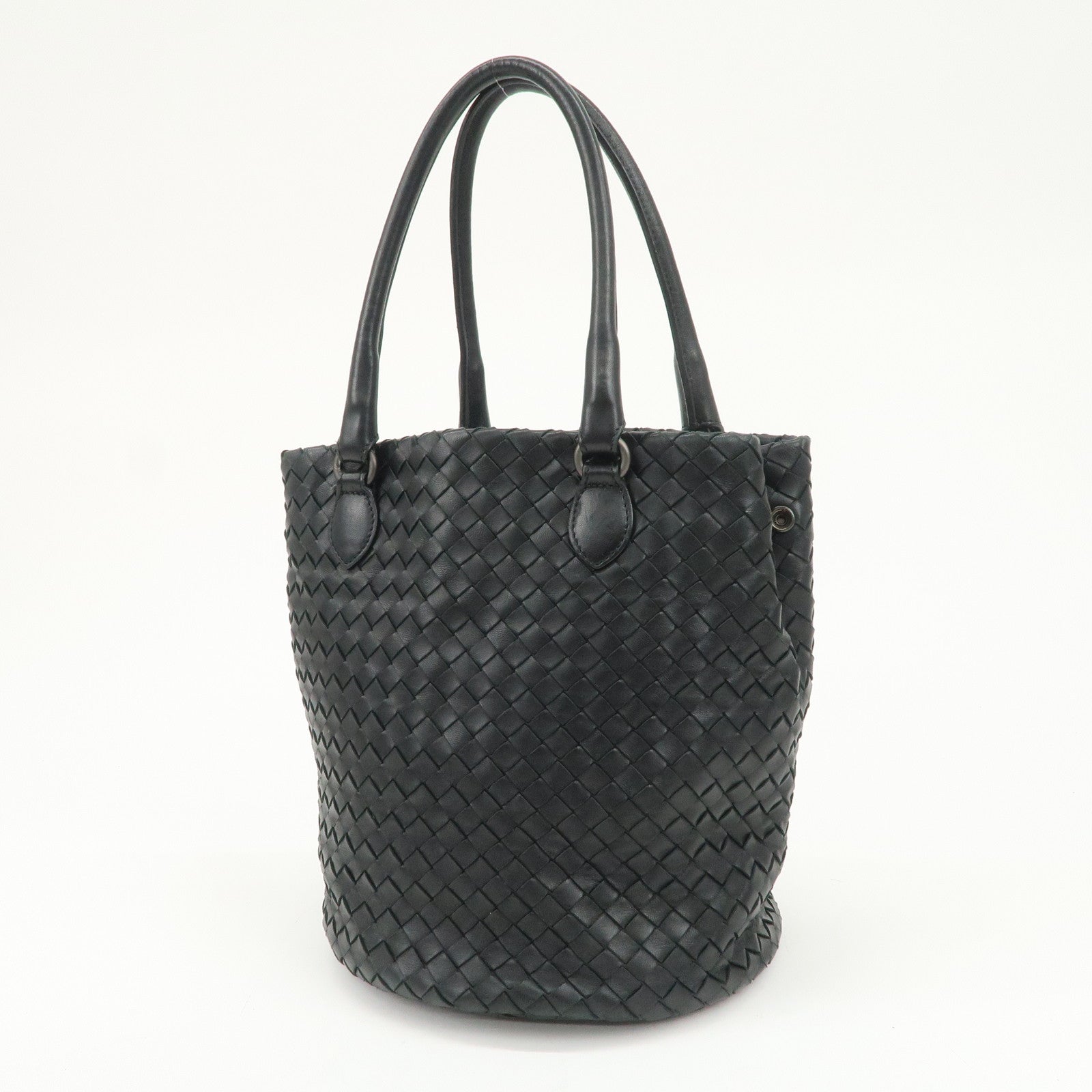BOTTEGA VENETA Intrecciato Leather Tote Bag Hand Bag Black 225166