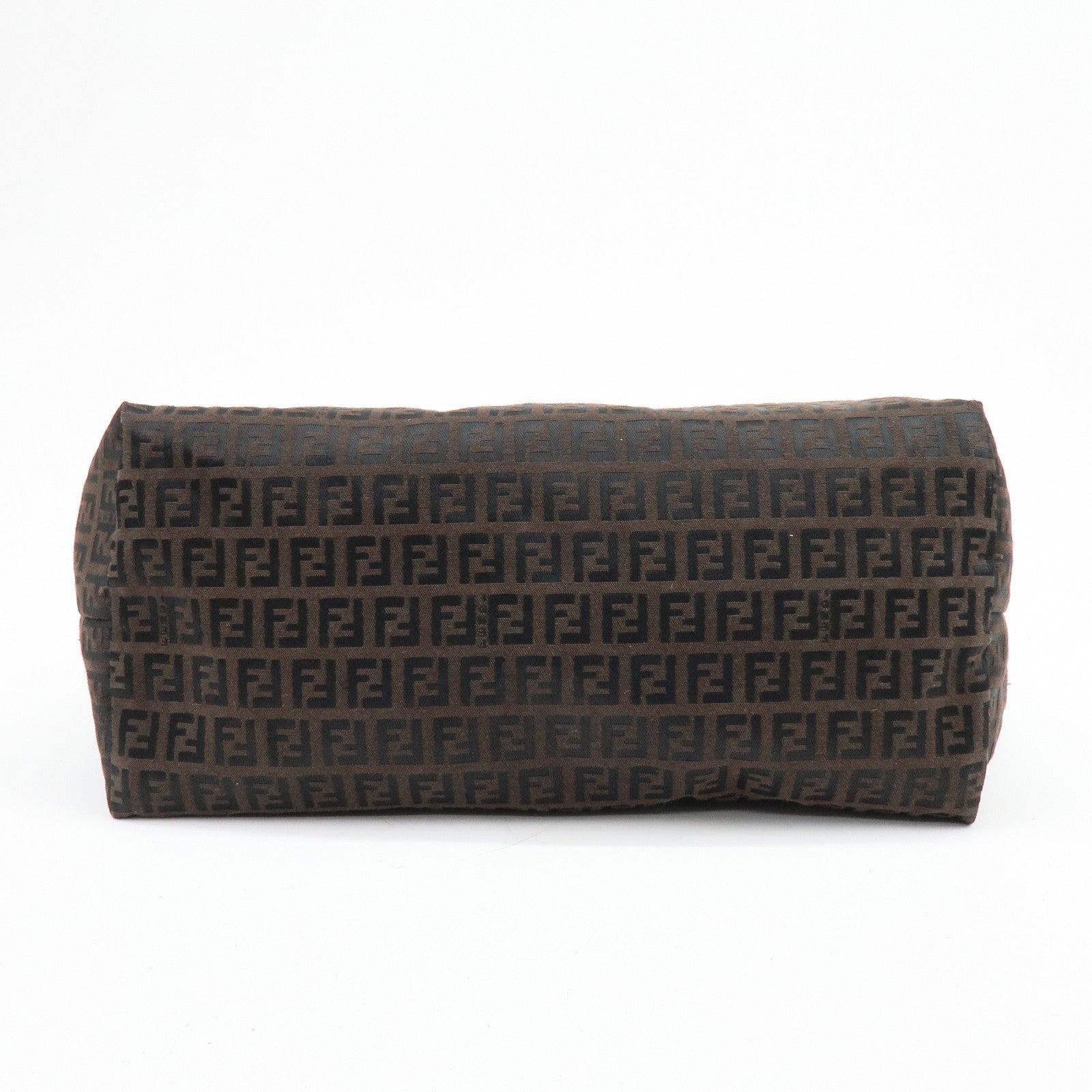 FENDI Zucchino Canvas Leather Tote Bag Shoulder Bag Brown