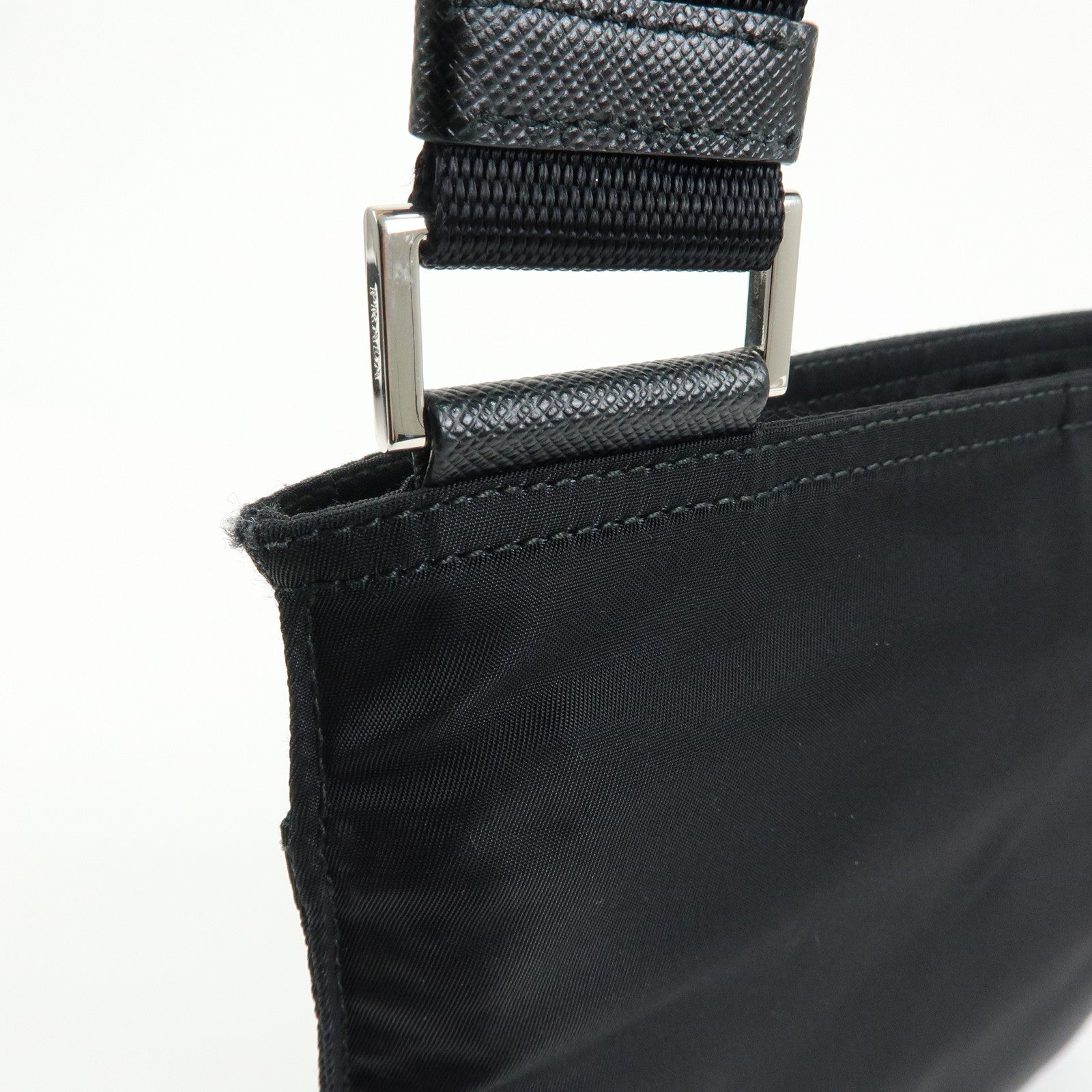 PRADA Triangle Logo Nylon Shoulder Bag Crossbody Bag Black 1BH978
