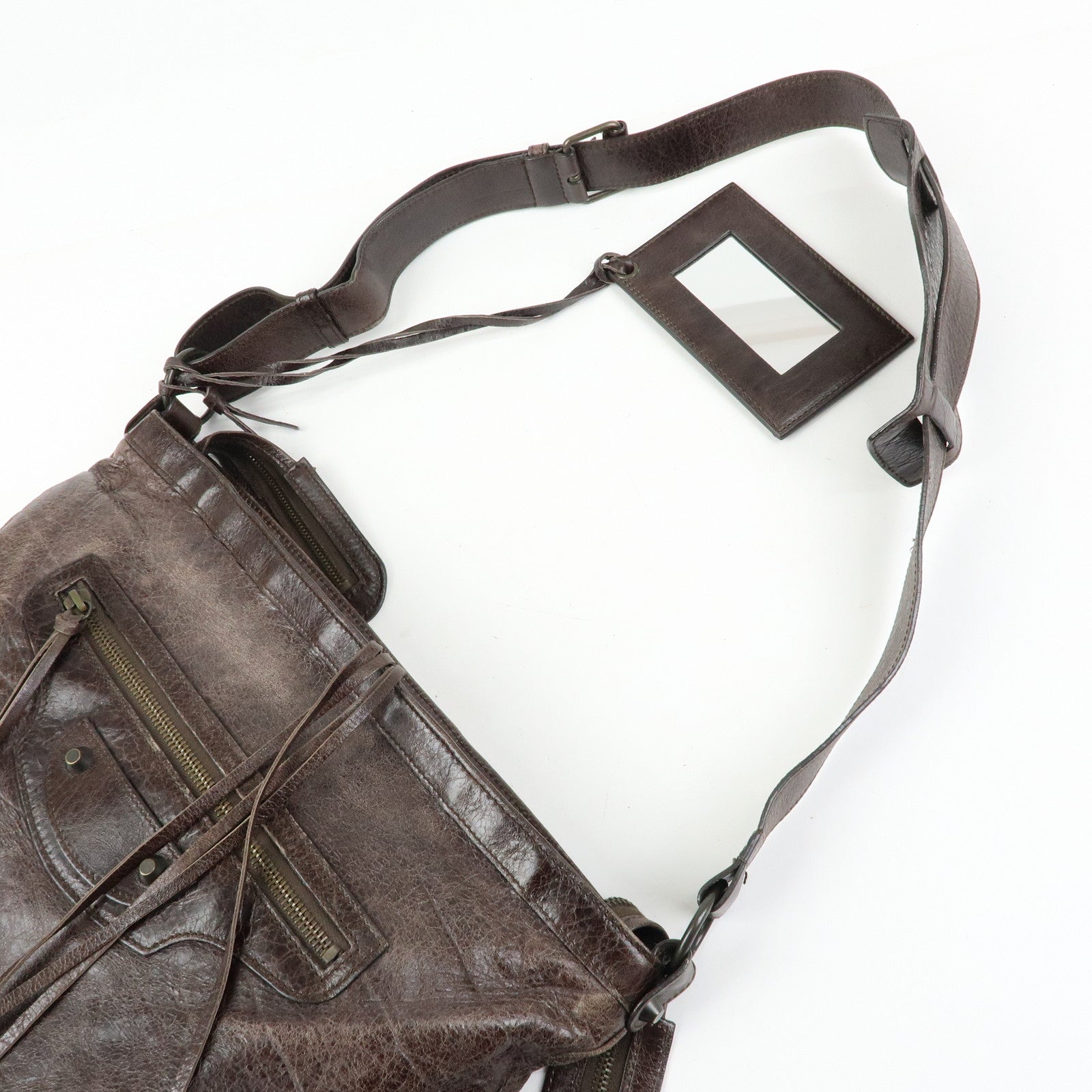 BALENCIAGA The Messenger Leather Shoulder Bag Brown 177289