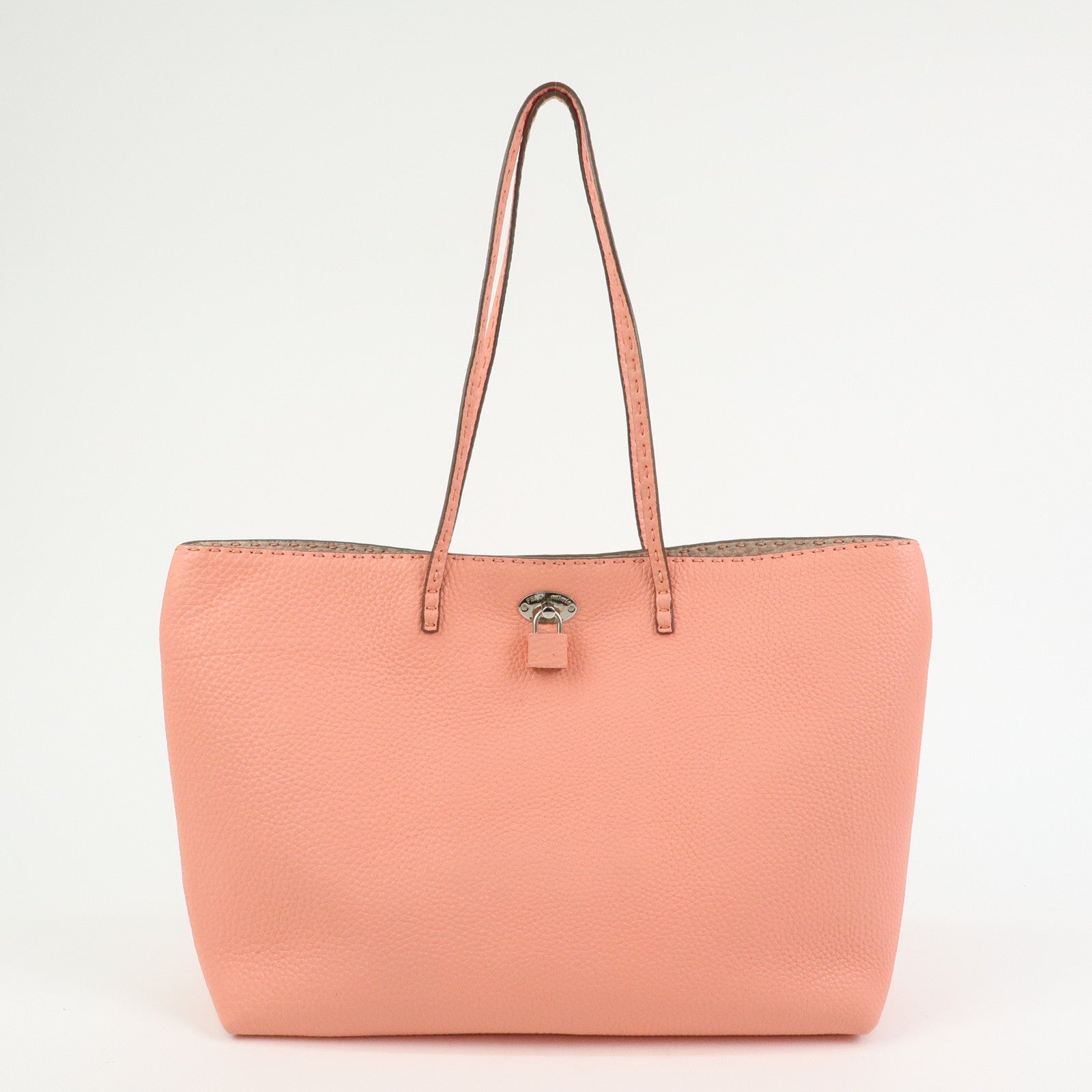 FENDI Selleria Carla Leather Tote Bag Shoulder Bag Pink 8BH257