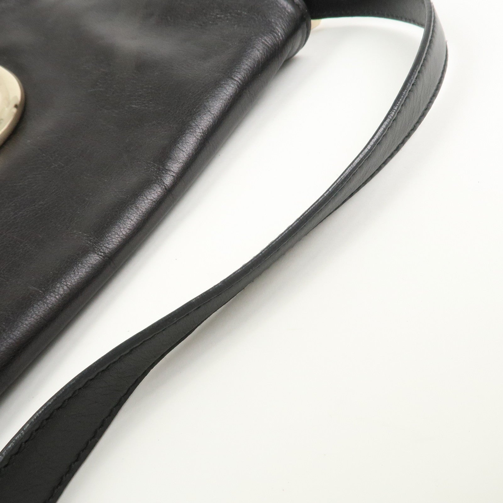 GUCCI Interlocking G Leather Shoulder Bag Hand Bag Black 161727