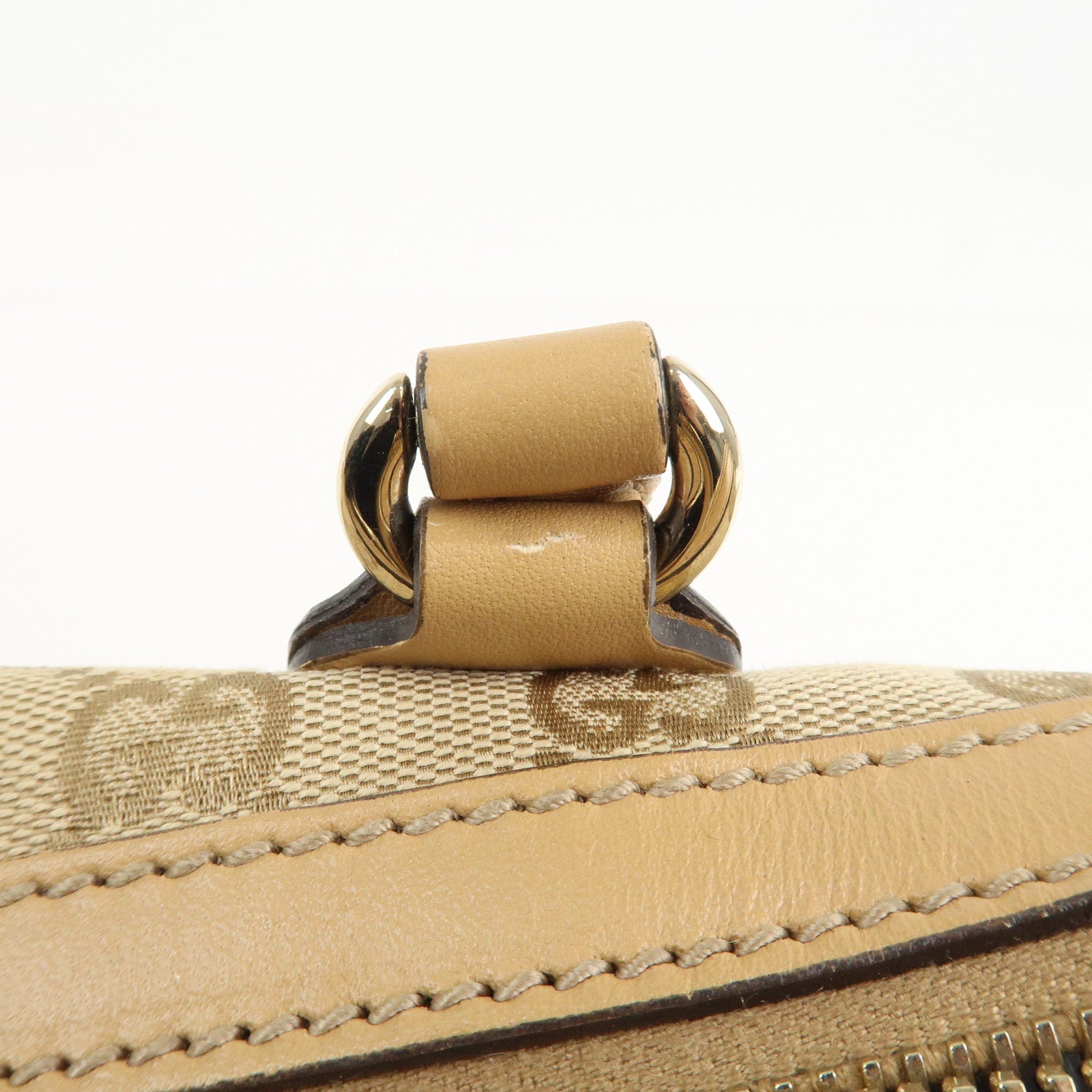 GUCCI Horsebit Sherry GG Canvas Leather Tote Bag Beige 232936 Used