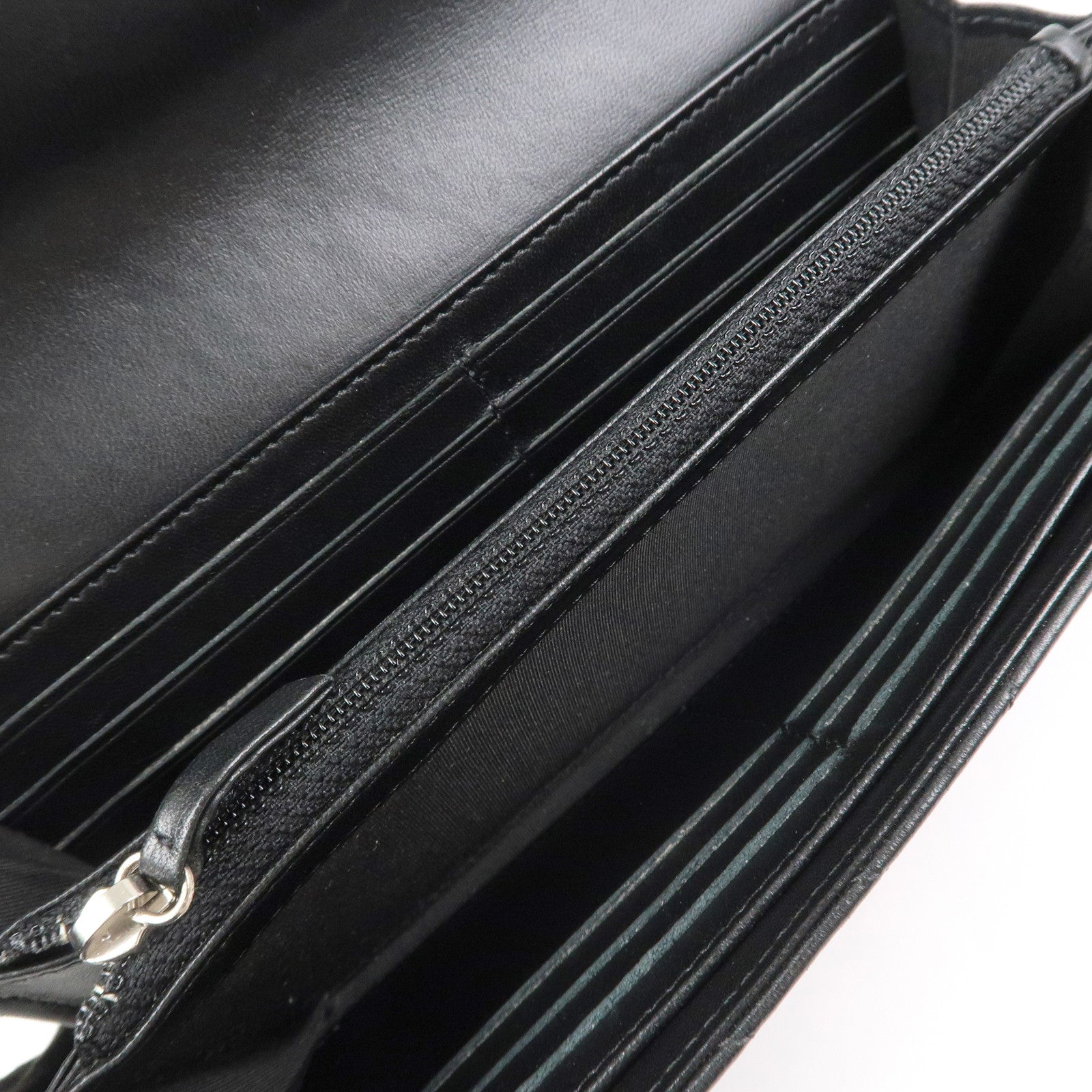 CHANEL COCO Mark V Stitch Leather Flap Long Wallet Black A81217