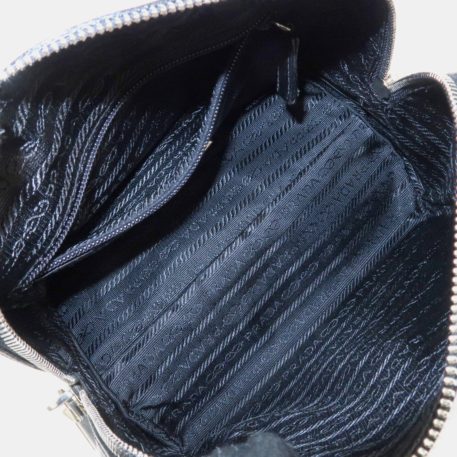 PRADA Leather Mini Boston Bag Hand Bag Black Used