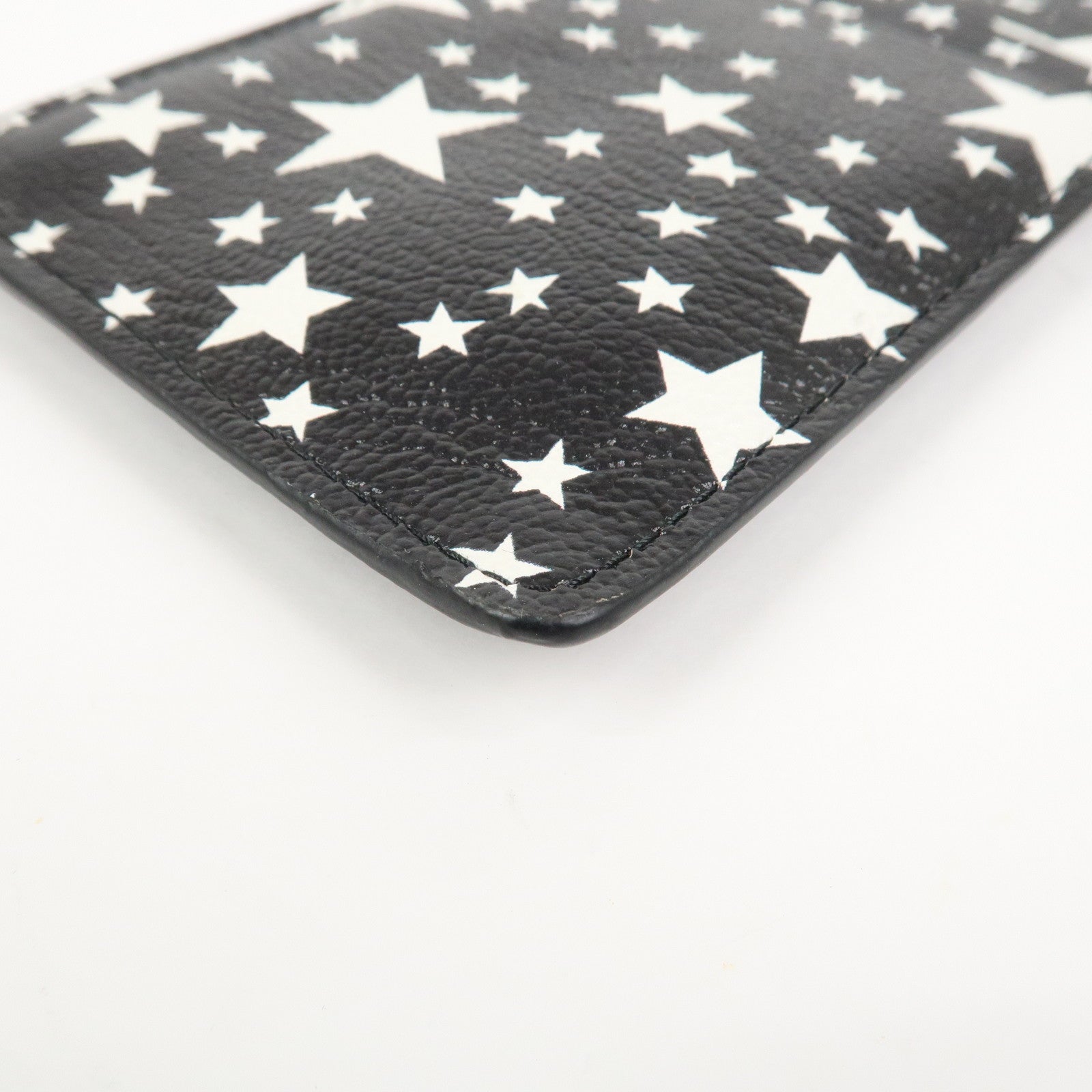 MIU MIU Leather Card Case Star Print Black 5MB006