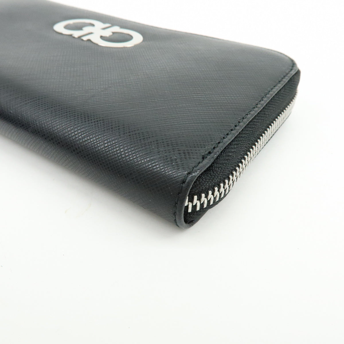 Ferragamo Ganchini Leather Long Wallet Black