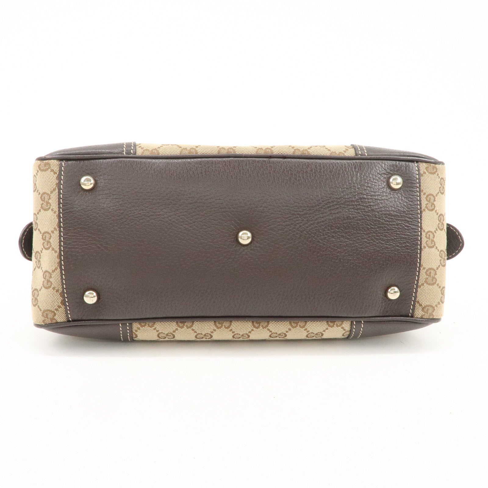 GUCCI Sherry Princy Canvas Leather Boston Bag Beige Brown 161720 Used