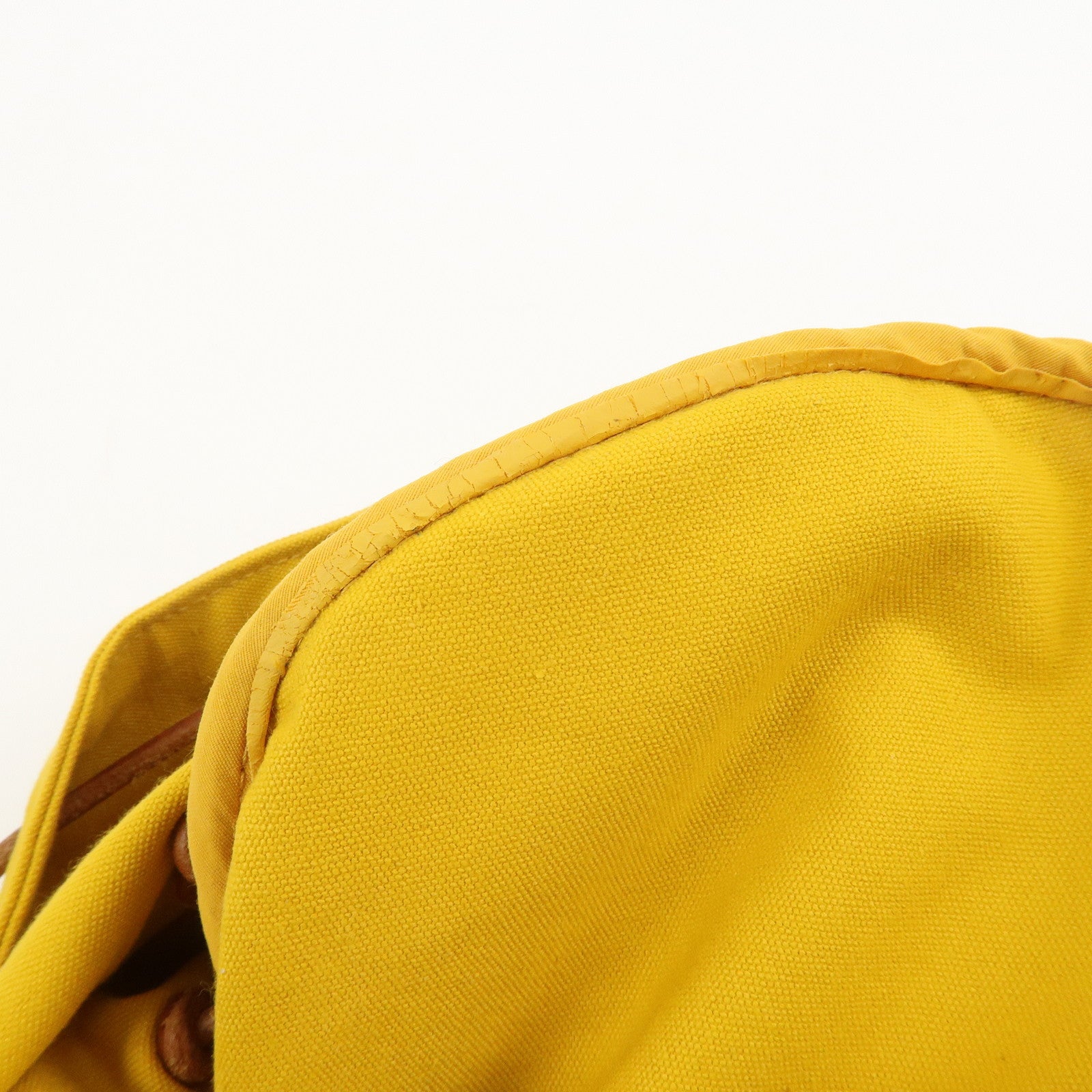 HERMES Porochon Mimil GM Canvas Leather Drawstring Backpack Yellow