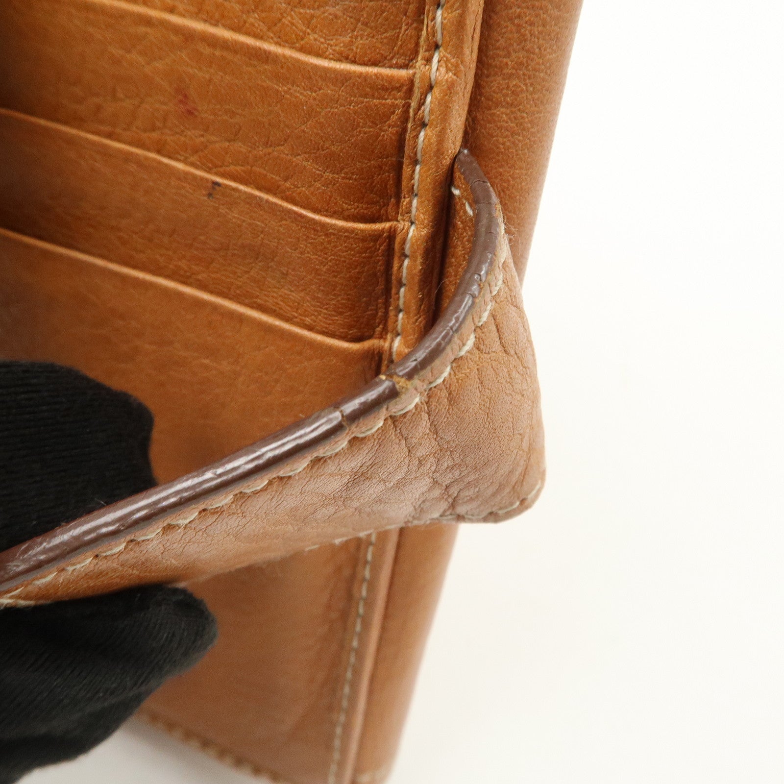 Christian Dior Leather Saddle Long Bi-fold Wallet Brown