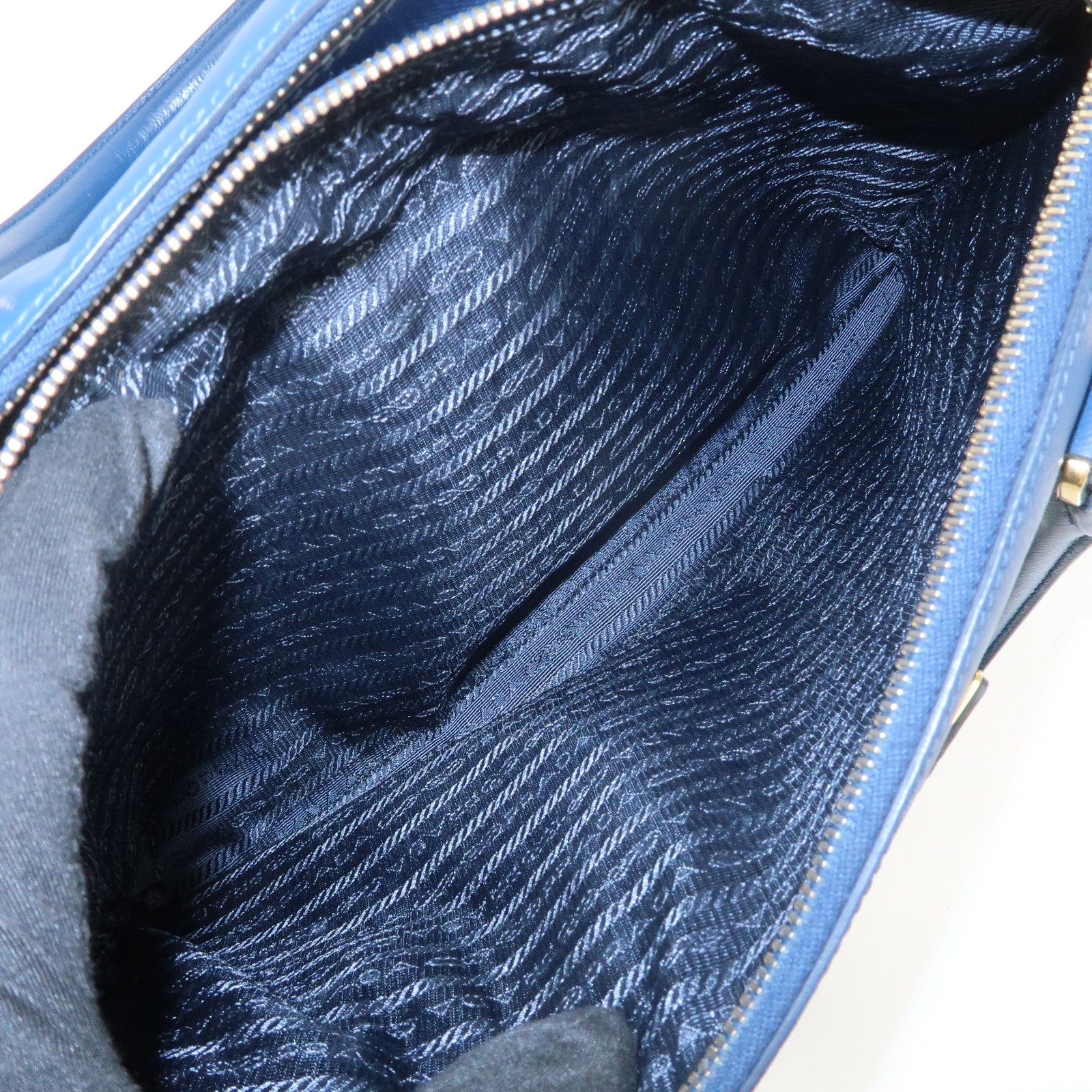 PRADA Triangle Logo Saffiano Leather 2Way Bag Shoulder Bag Blue