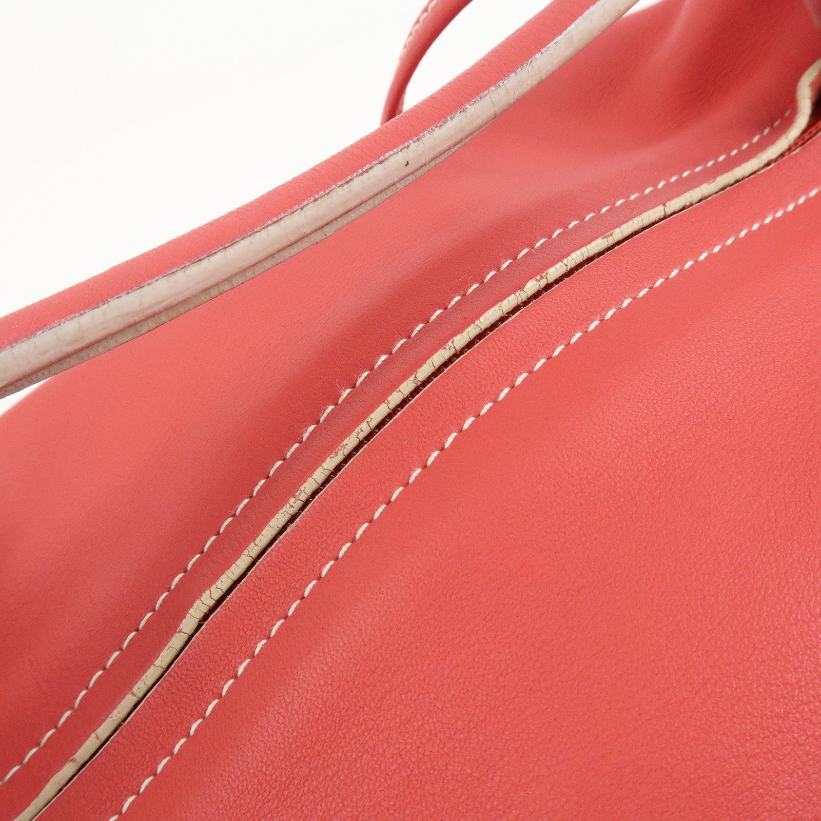 LOEWE Leather Hand Bag Red White Silver Hardware