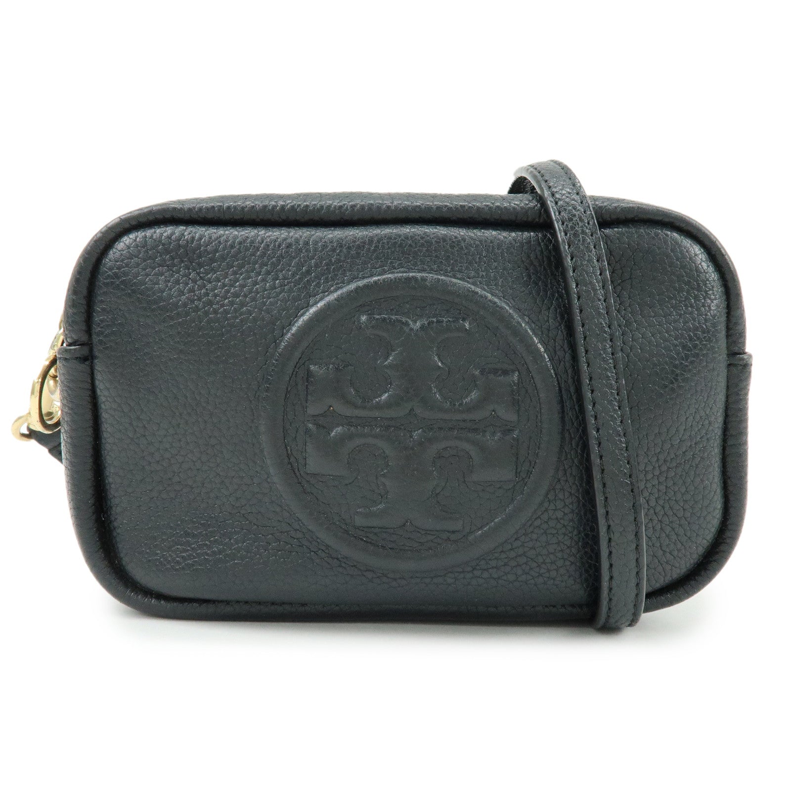 TORY BURCH Leather Double T Shoulder Bag Crossbody Bag Black