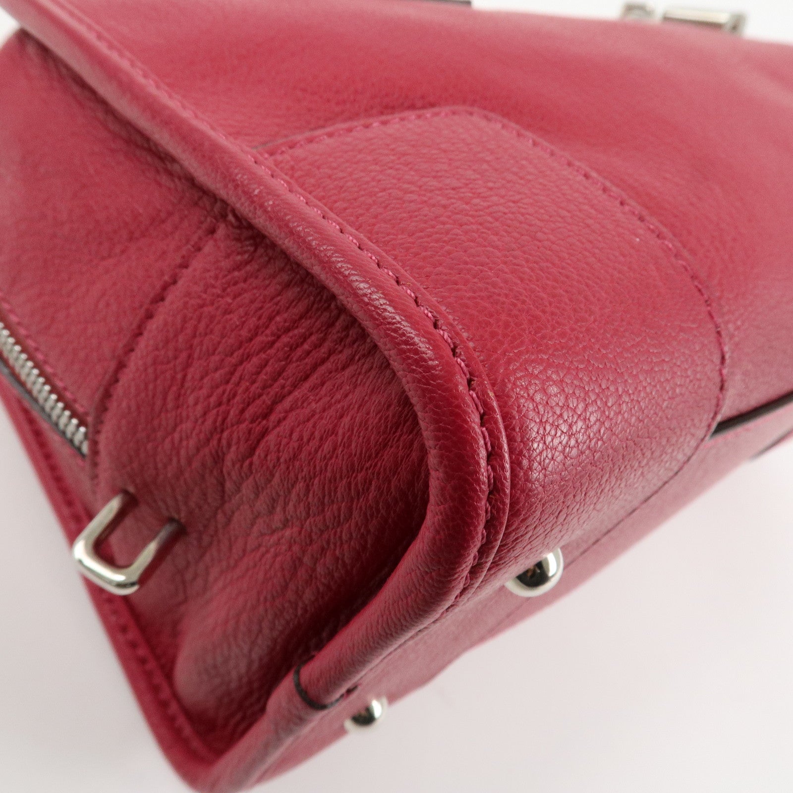 LOEWE Anagram Leather Amazona 28 Hand Bag Boston Bag Red Used