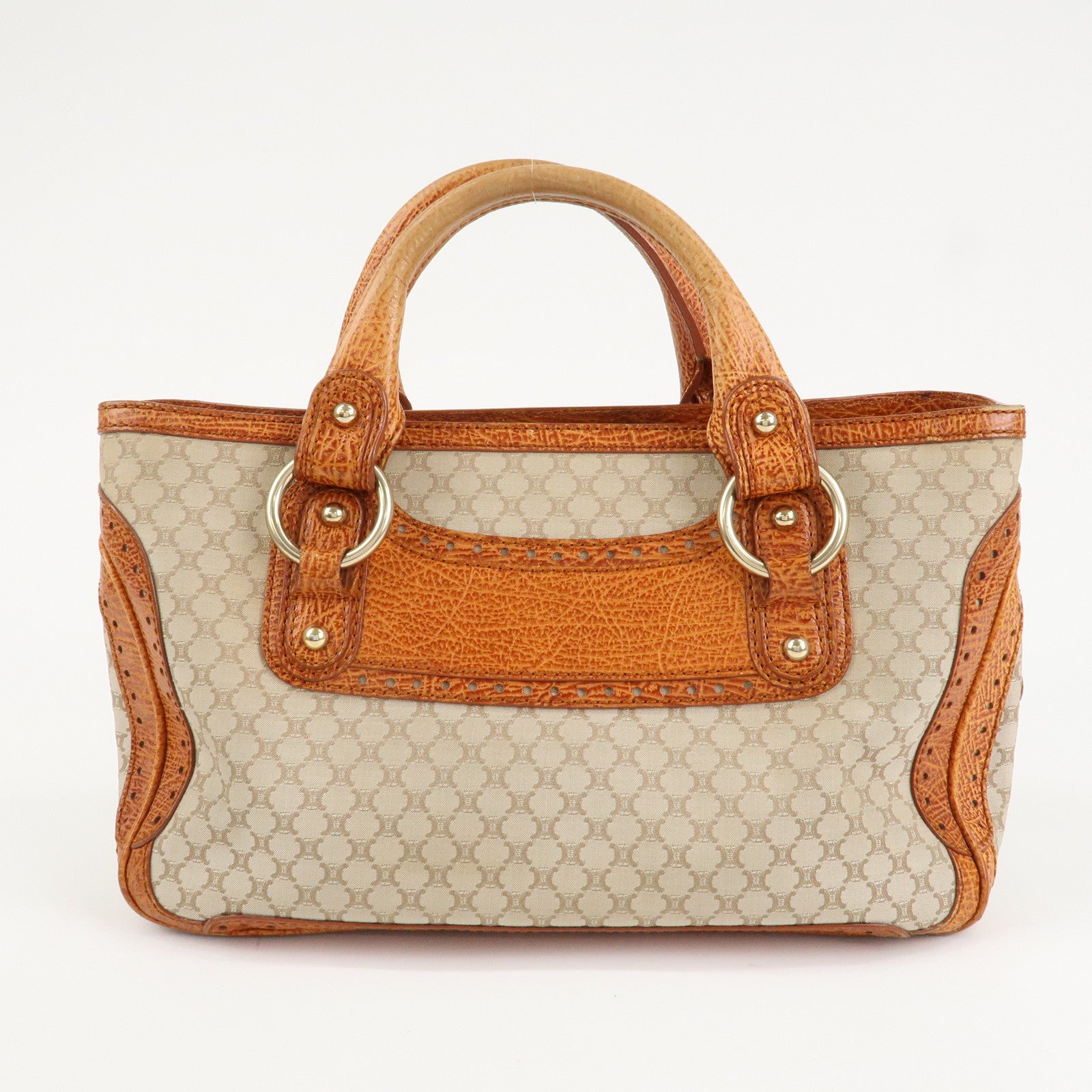 CELINE Macadam Canvas Leather Boogie Bag Hand Bag Beige Brown Used