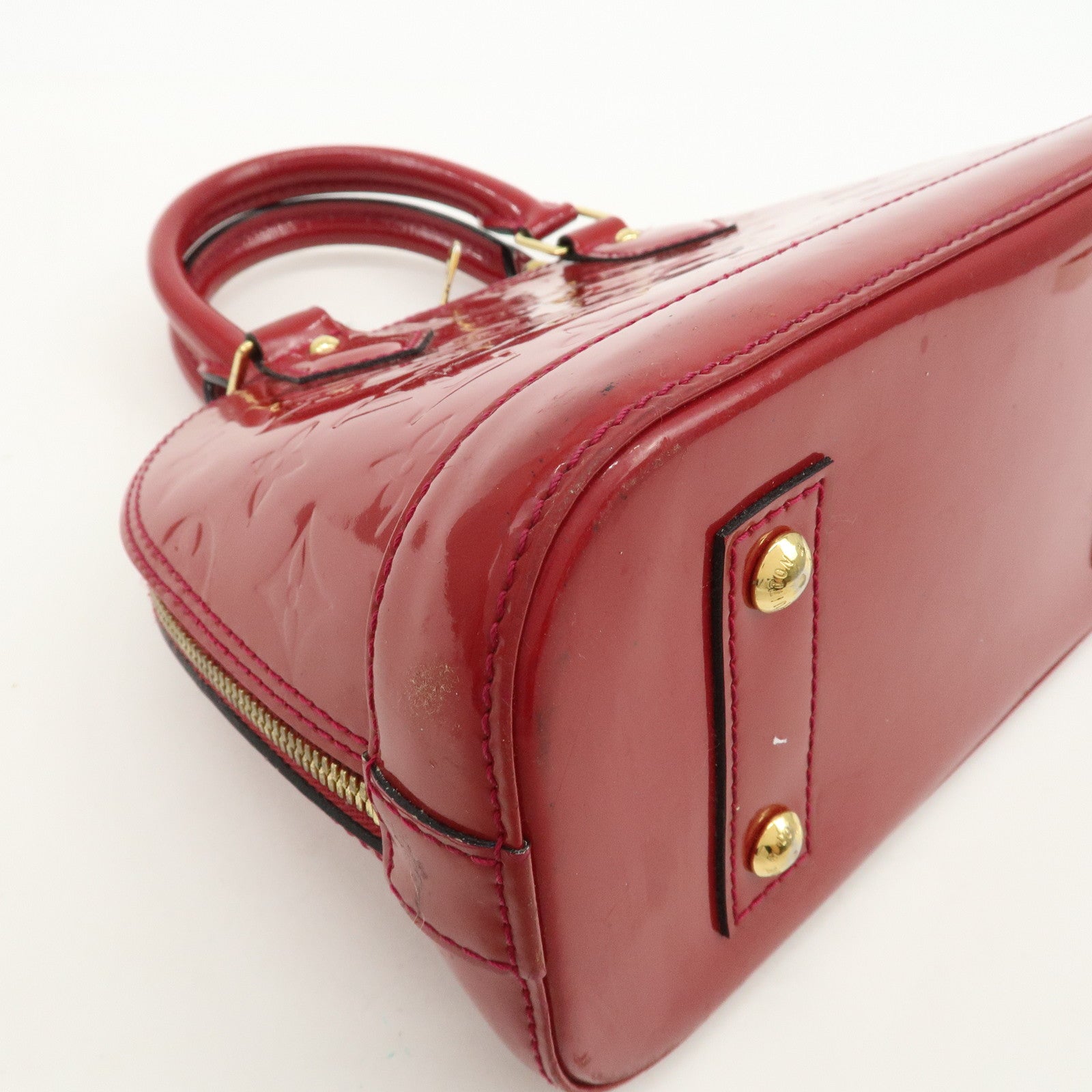 Louis Vuitton Monogram Vernis Alma BB 2Way Hand Bag Rouge M91698