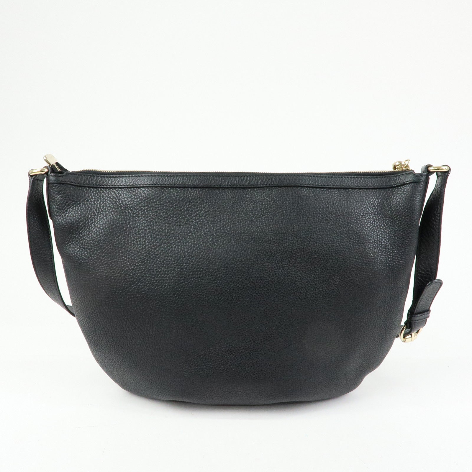 GUCCI Interlocking G Leather Shoulder Bag Fringe Black 295175