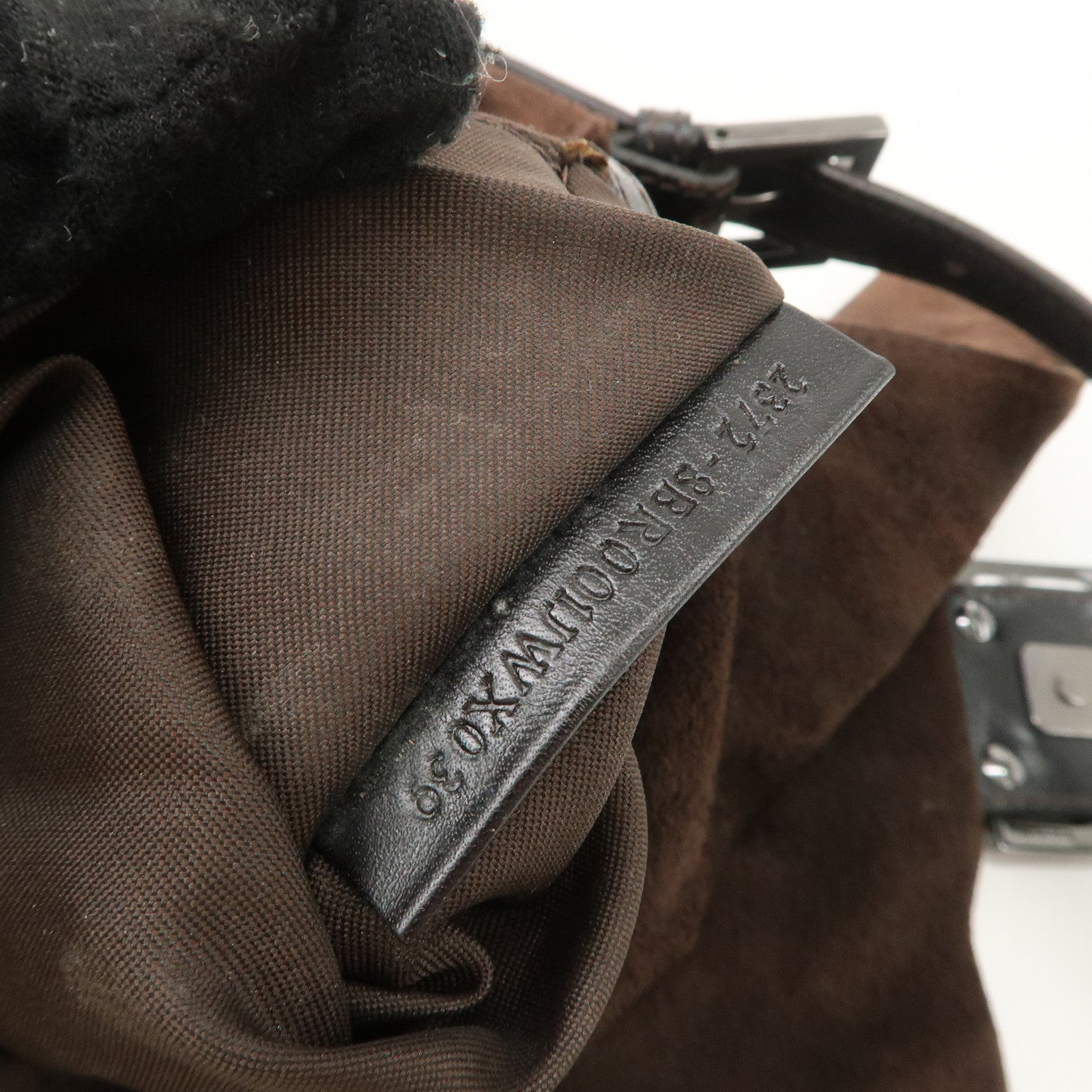 FENDI Mamma Baguette Suede Shoulder Bag Dark Brown 8BR001 Used