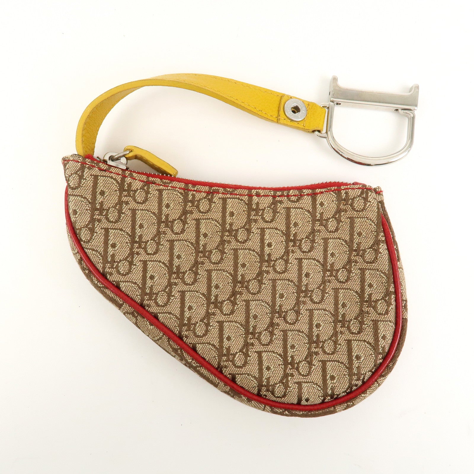 Christian Dior Rasta Trotter Canvas Leather Saddle Coin Case Brown