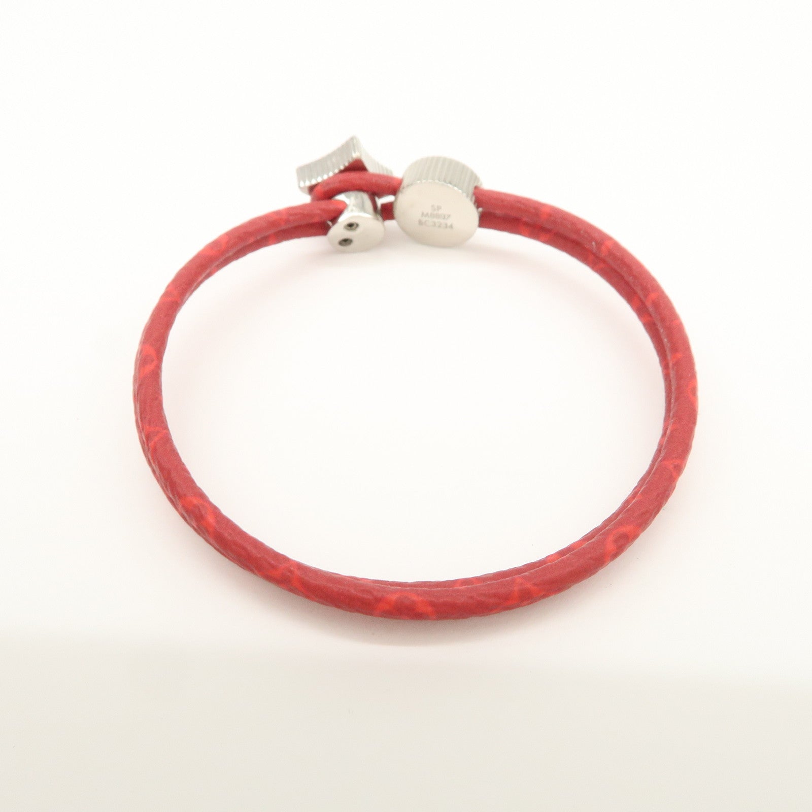 Louis Vuitton Monogram Canvas LV Bracelet Red Silver M1342A