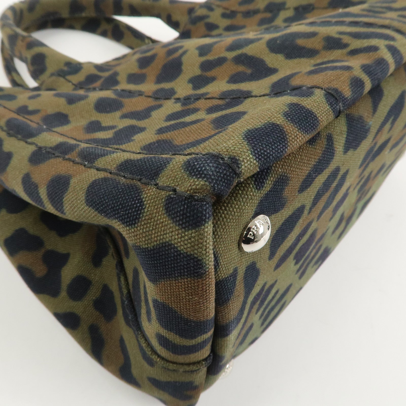 PRADA Triangle Logo Canapa Mini Canvas 2Way Bag Leopard 1BG439