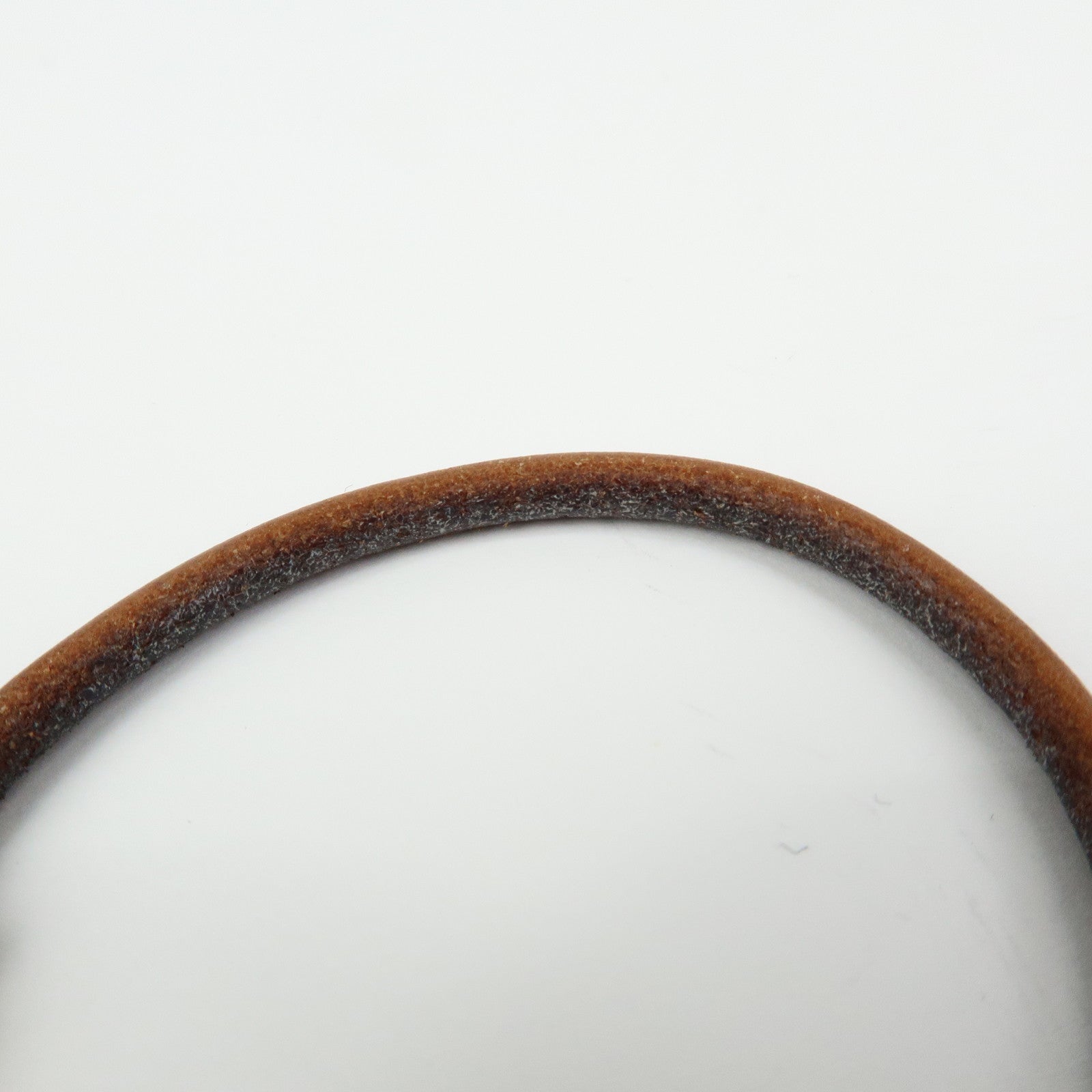 HERMES Jumbo Choker Leather Metal Bracelet Brown Gold