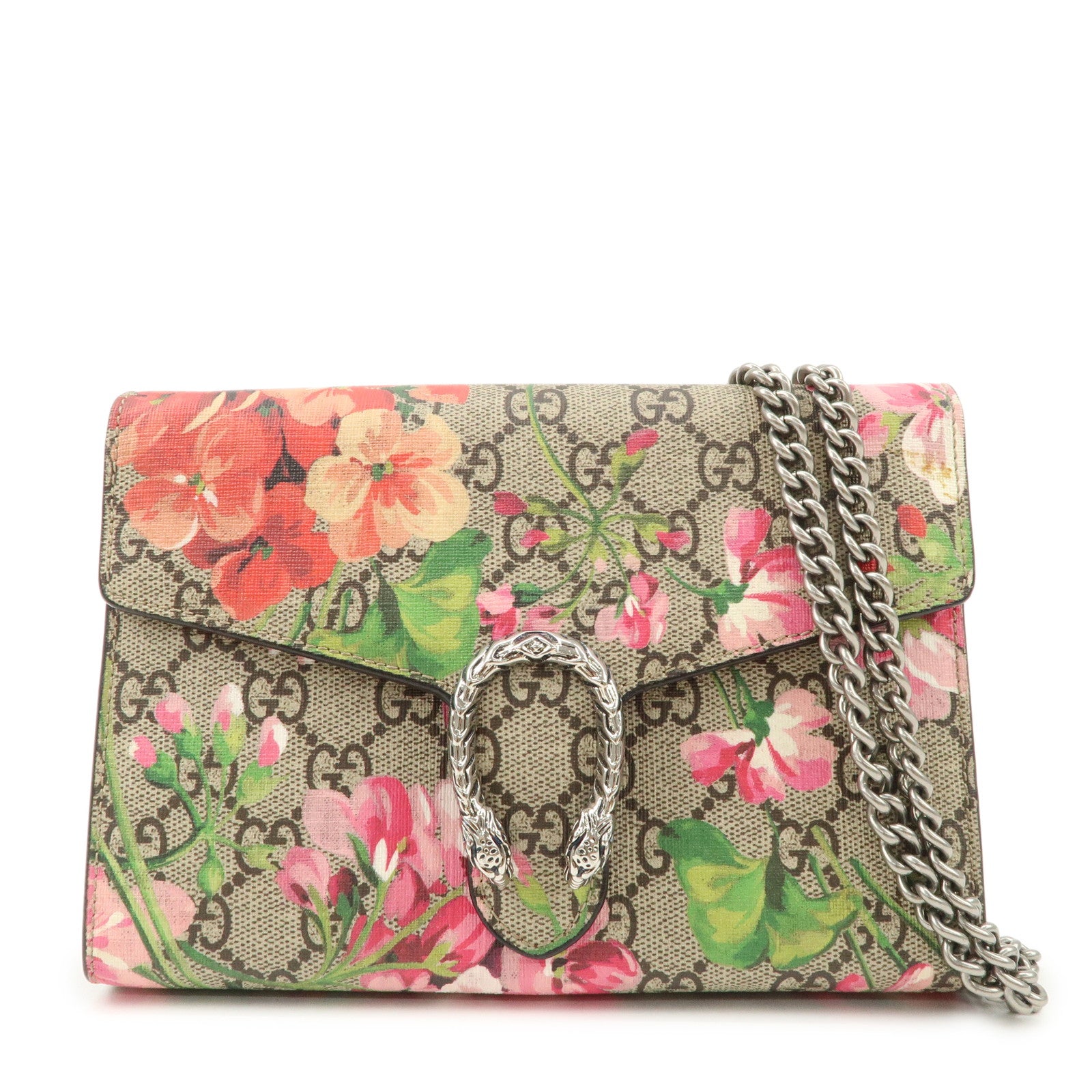 GUCCI Dionysus GG Supreme Chain Shoulder Bag Flower Beige 401231