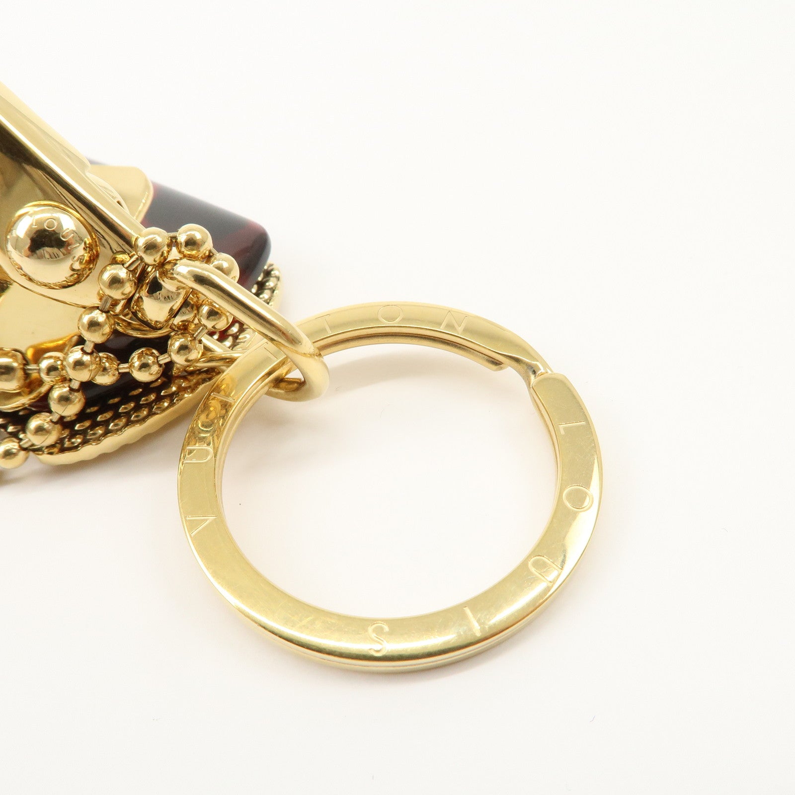 Louis Vuitton Bijoux Sac Monogram Flage Metal Resin Bag Charm Gold Rouge M65635 Used