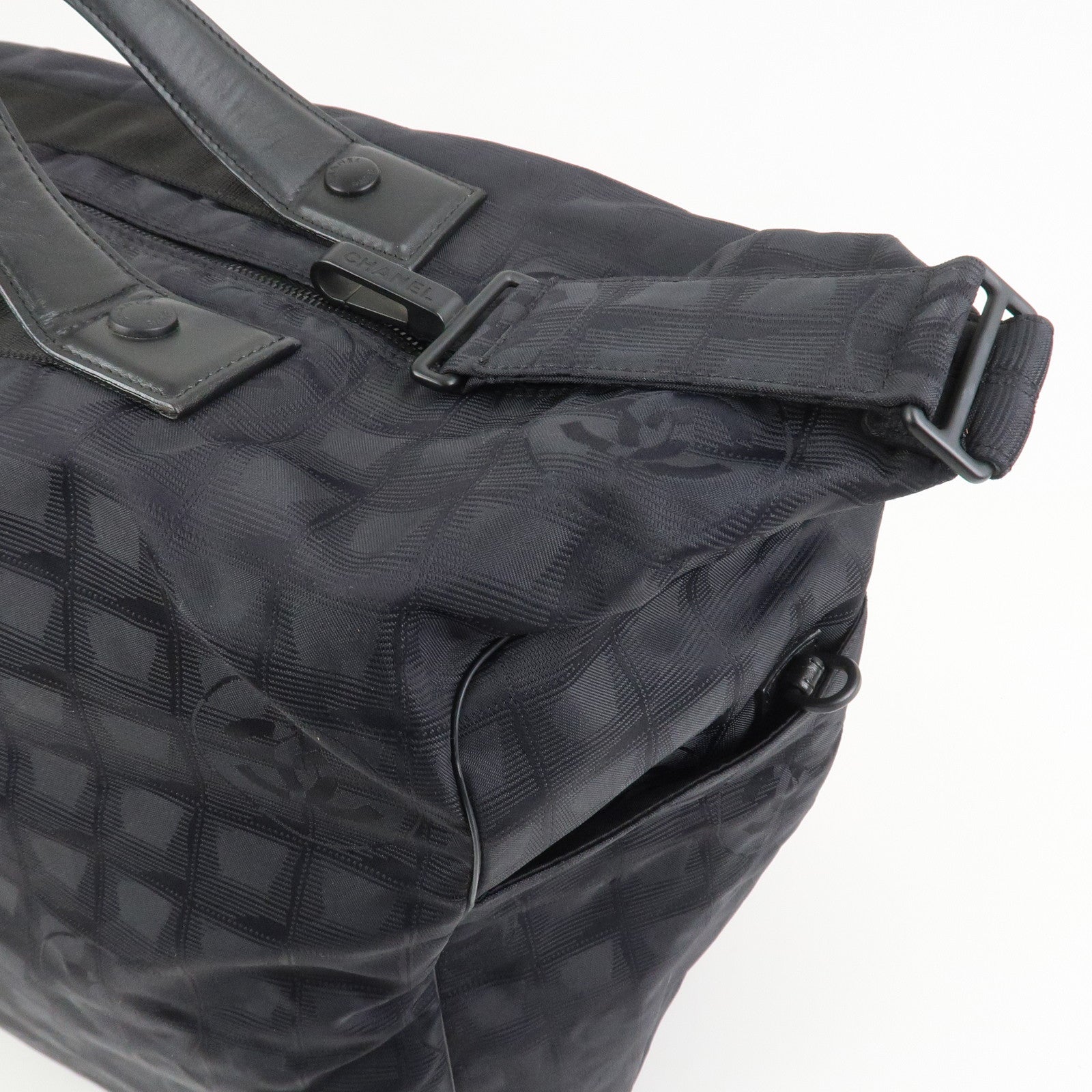 CHANEL New Travel Line Nylon Jacquard 2Way Boston Shoulder Bag