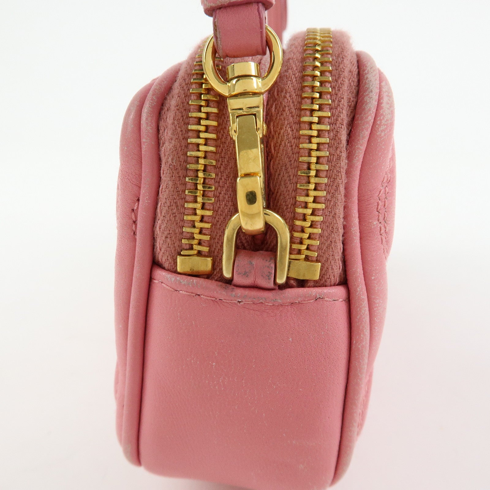 MIU MIU Nappa Leather Hand Bag Accessory Pouch Pink