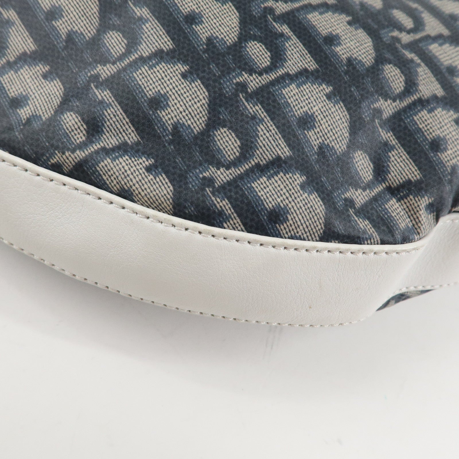 Christian Dior Trotter PVC Leather Shoulder Bag Hand Bag Navy White Used