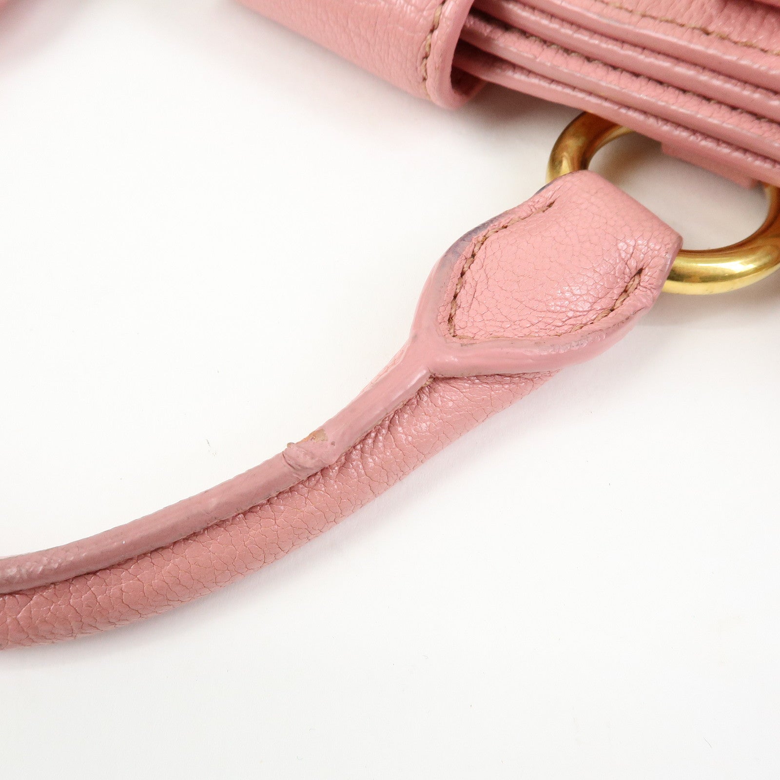 MIU MIU Logo Madras Leather 2Way Hand Shoulder Bag Pink RN0799