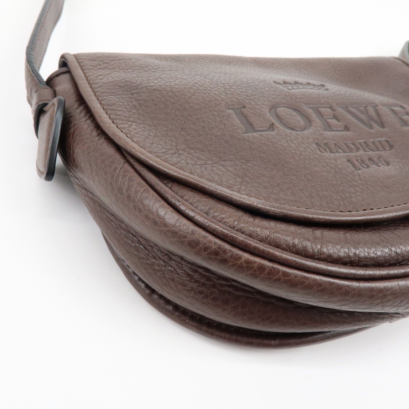 LOEWE Heritage Leather Shoulder Bag Crossbody Bag Dark Brown