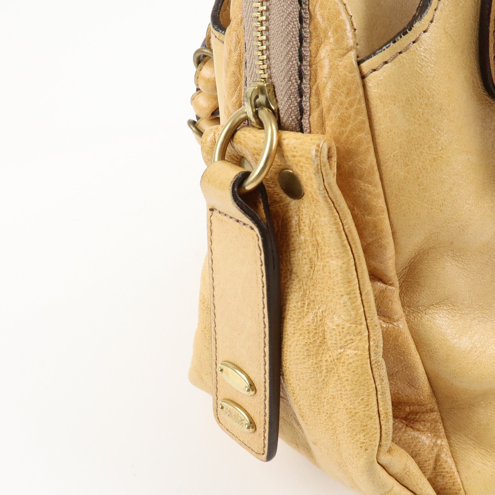 Chloe Heloise Shoulder Bag Hand Bag Beige Gold Hardware Used