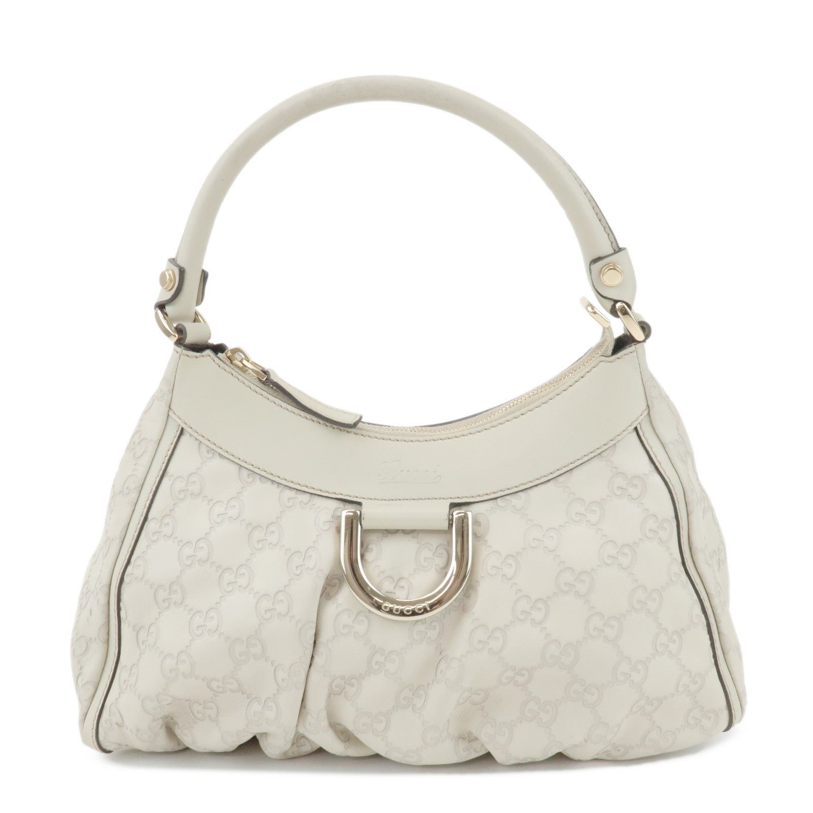 GUCCI Abbey Guccissima Leather Shoulder Bag Hand Bag Ivory 190525 Used